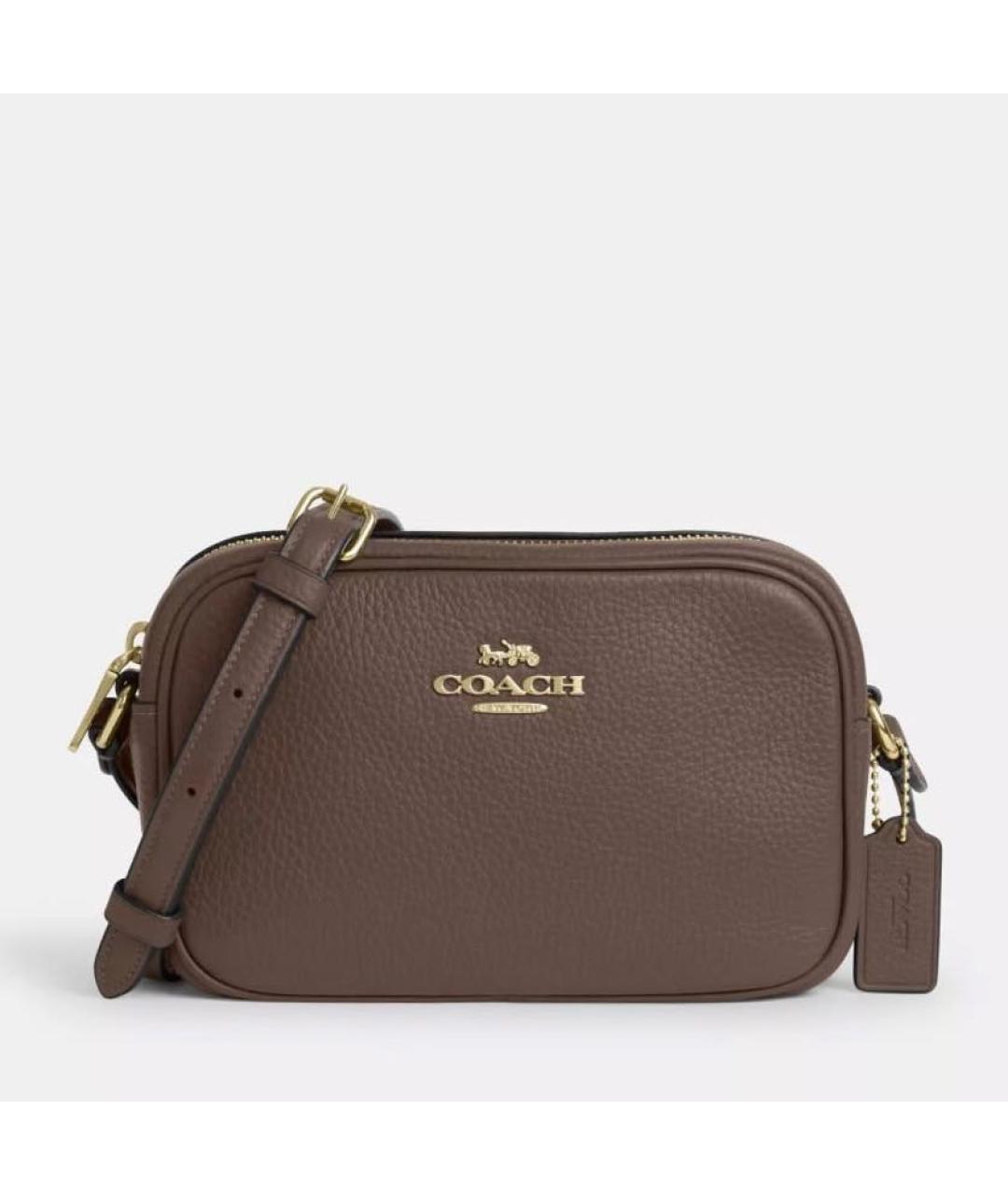 COACH Коричневая кожаная сумка через плечо, фото 9