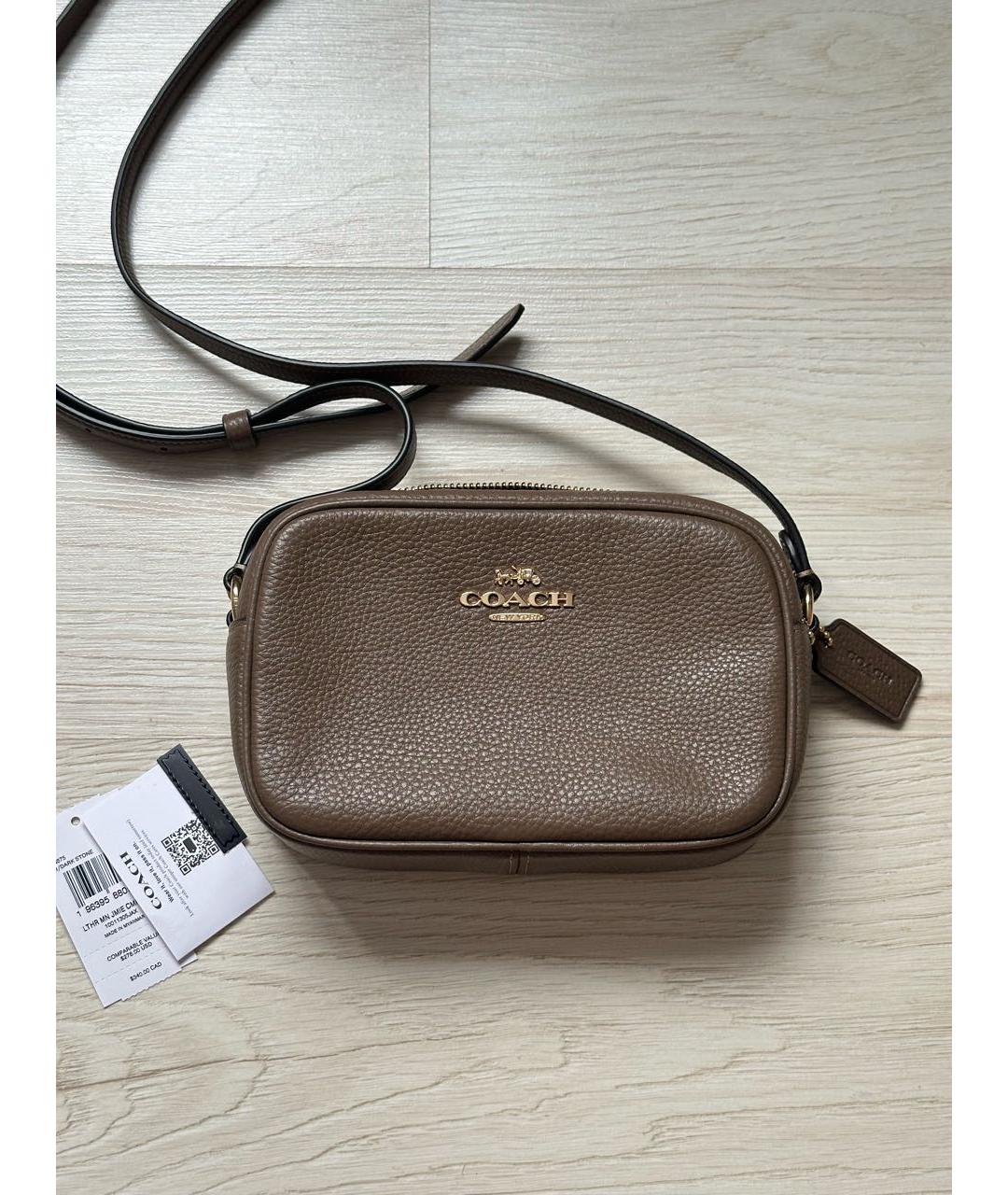 COACH Коричневая кожаная сумка через плечо, фото 2