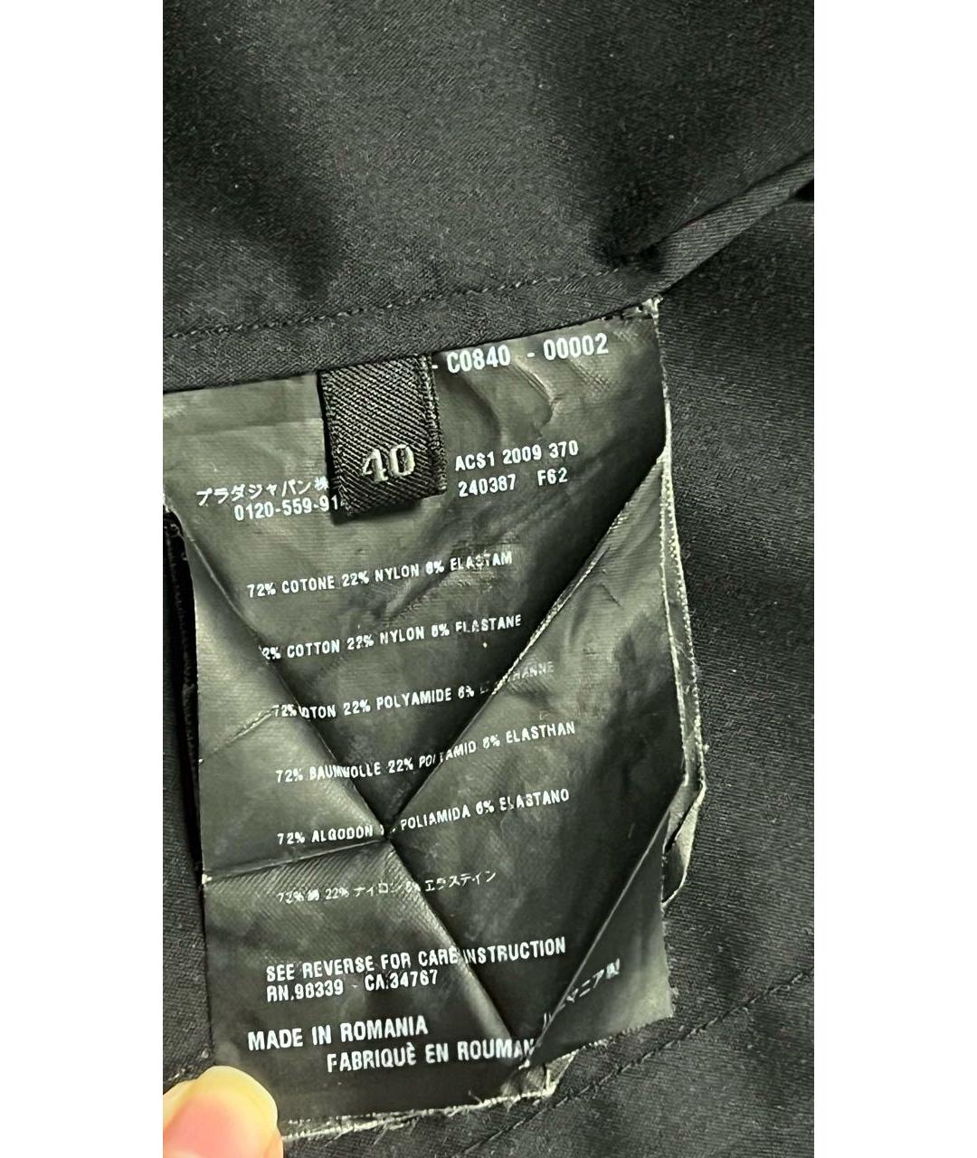 PRADA Черная хлопко-эластановая рубашка, фото 6