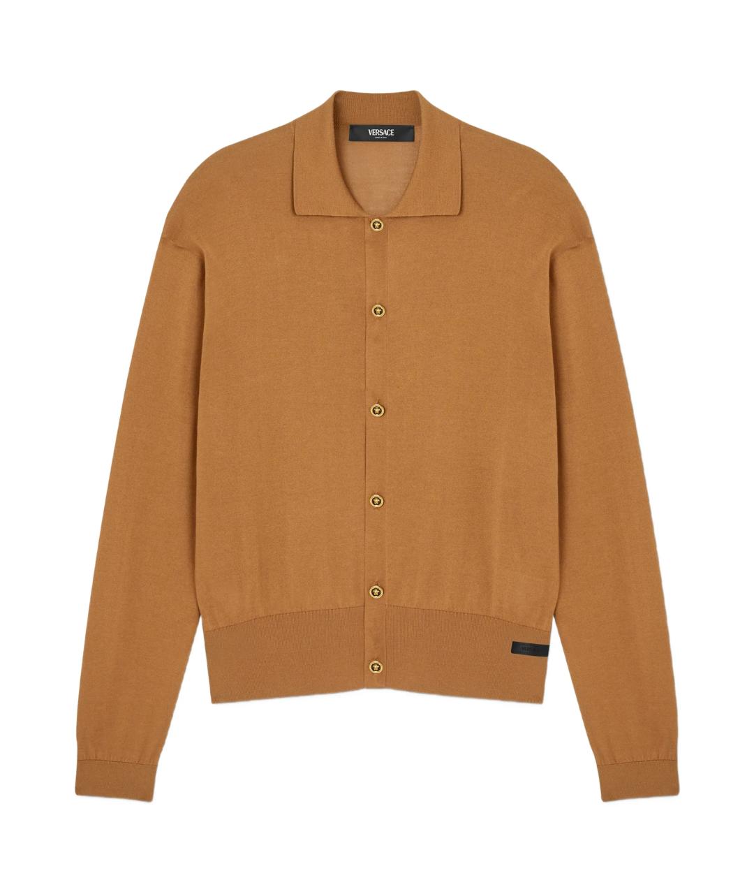 VERSACE Коричневый хлопковый кардиган, фото 1