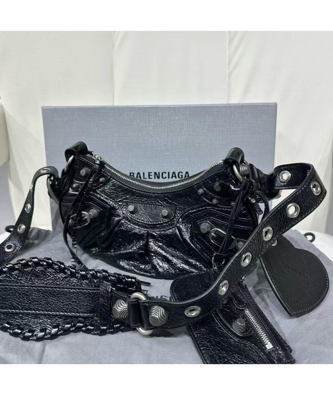 BALENCIAGA Черная кожаная сумка через плечо, фото 2