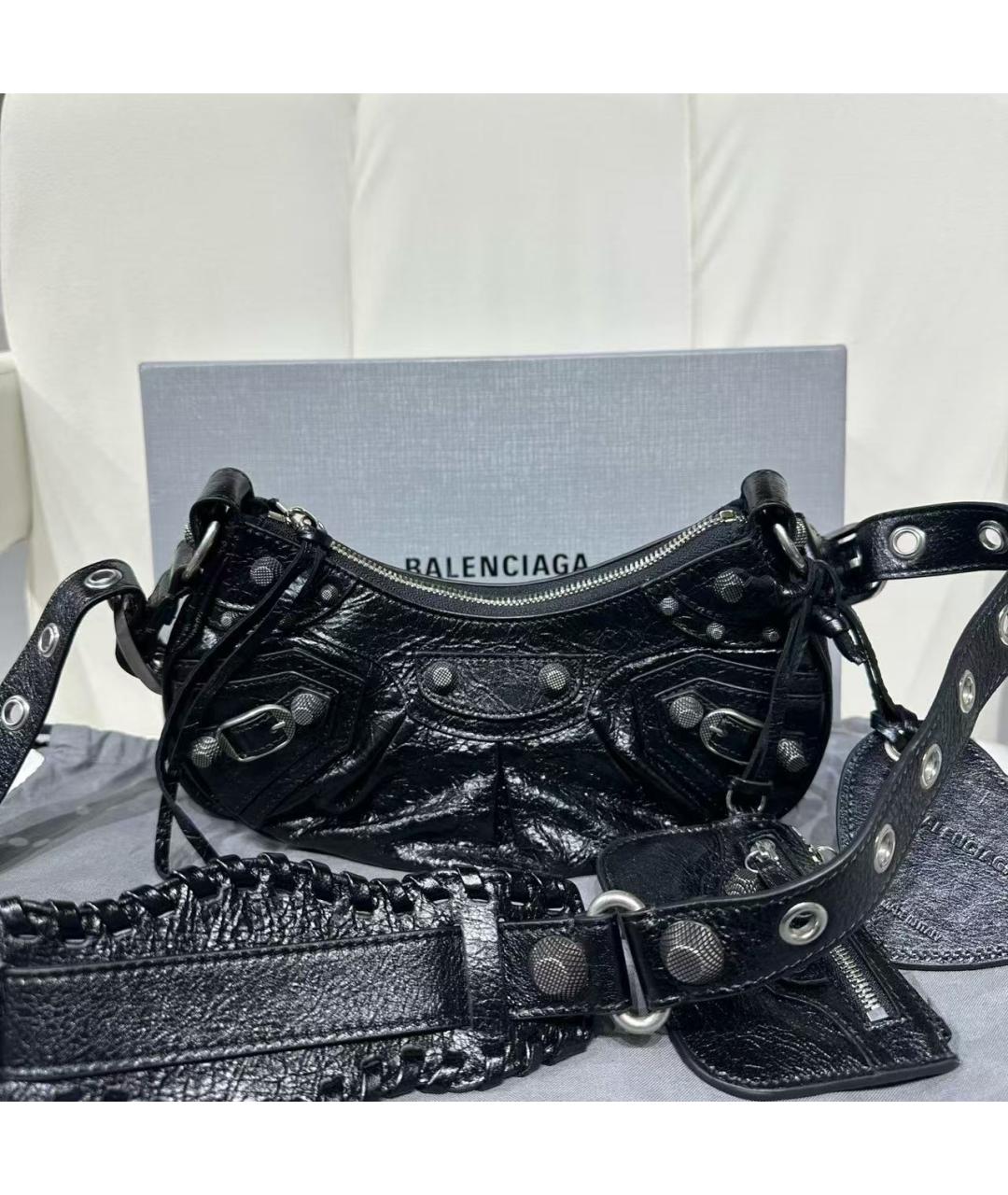BALENCIAGA Черная кожаная сумка через плечо, фото 6