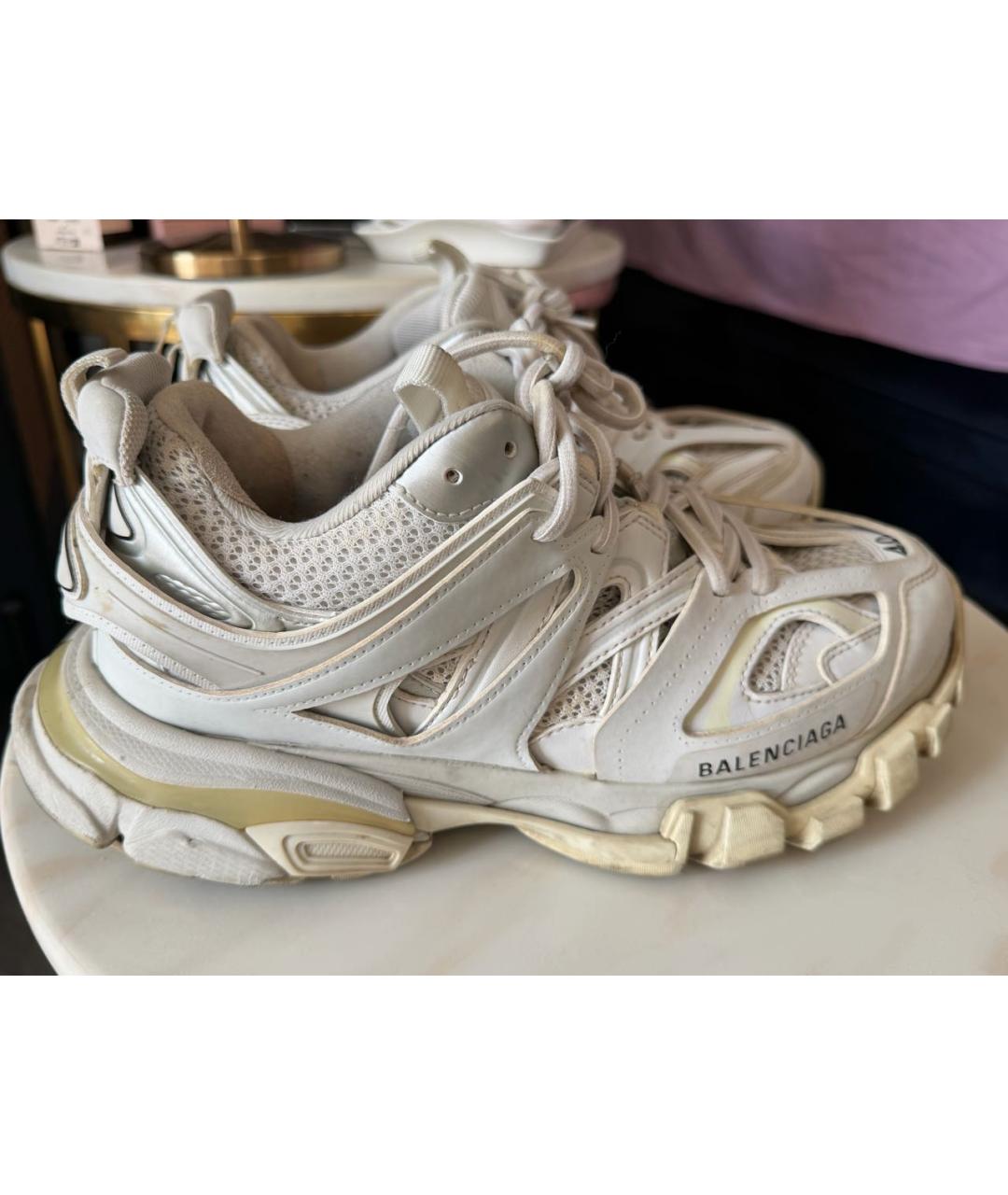 BALENCIAGA Бежевые кожаные кроссовки, фото 9