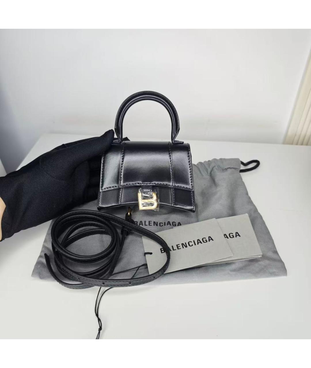 BALENCIAGA Черная кожаная сумка через плечо, фото 8