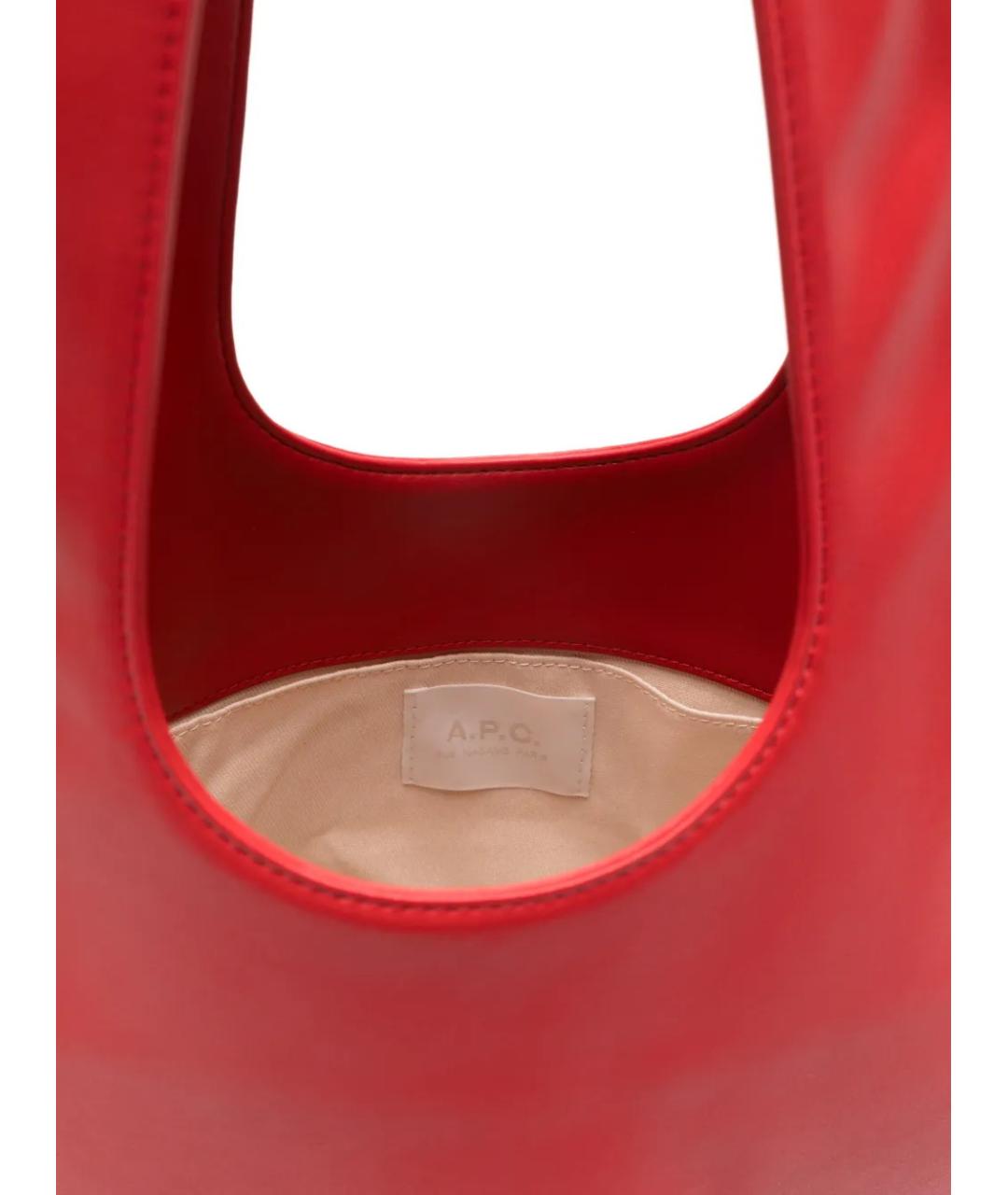 A.P.C. Красная кожаная сумка тоут, фото 5
