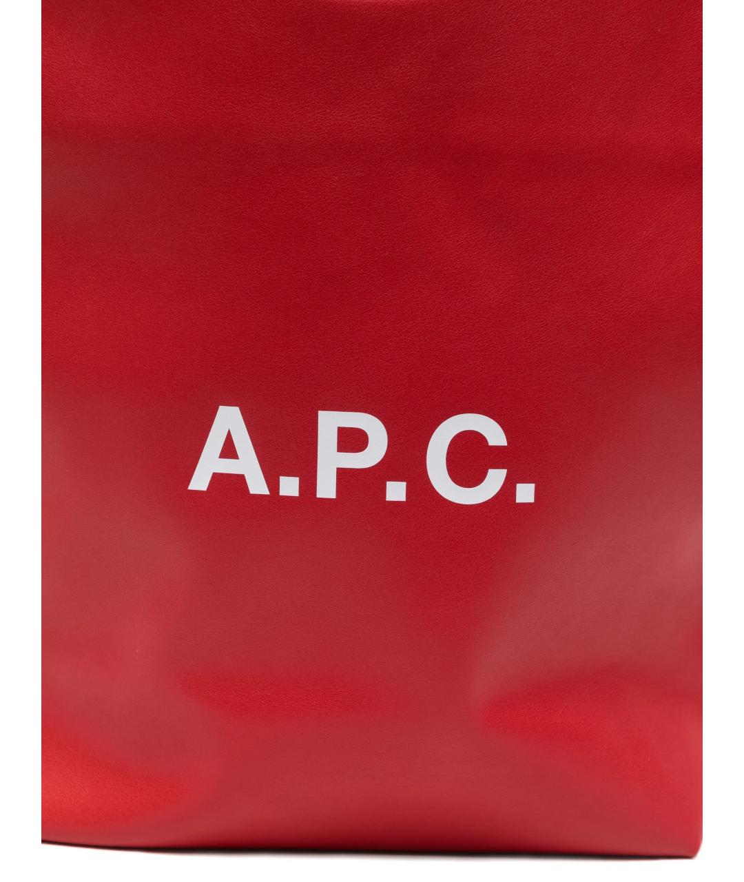 A.P.C. Красная кожаная сумка тоут, фото 4