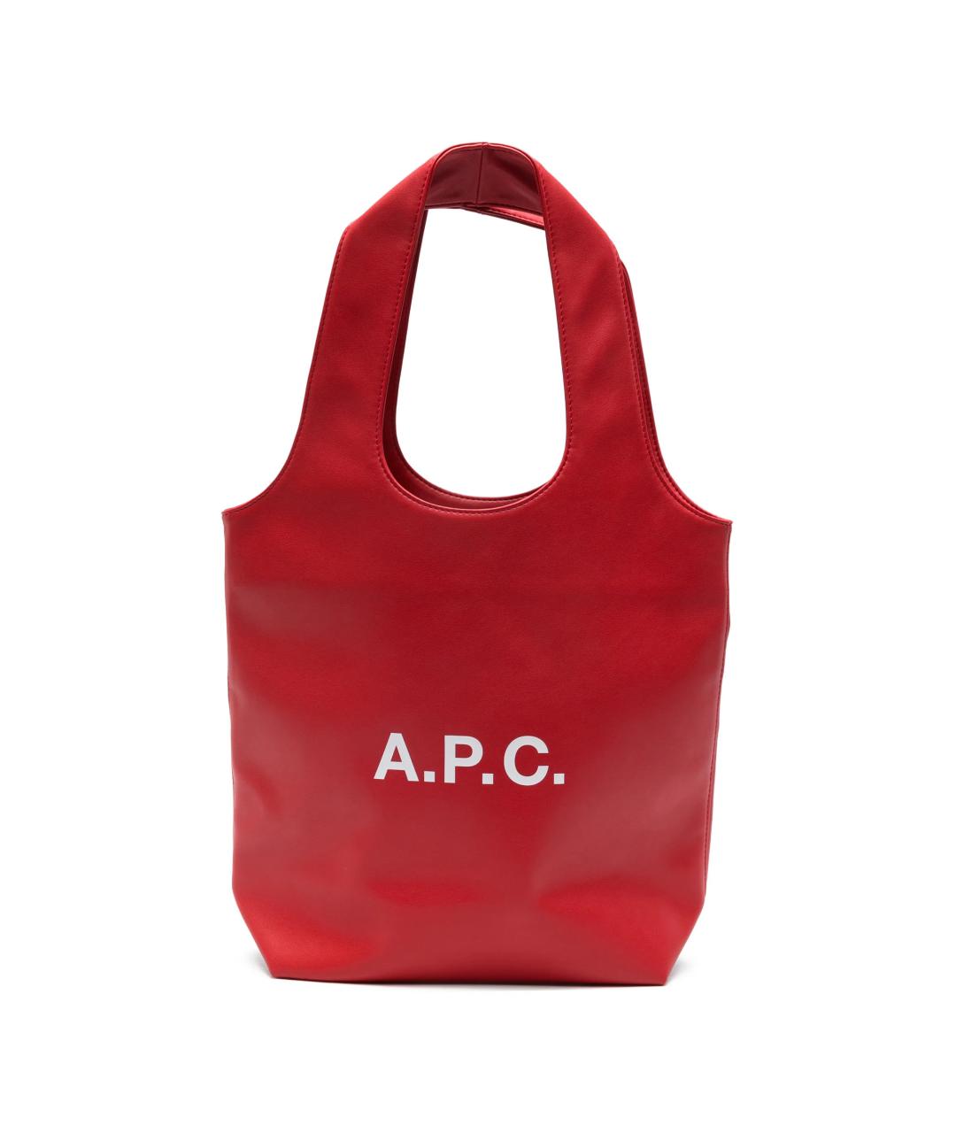 A.P.C. Красная кожаная сумка тоут, фото 1