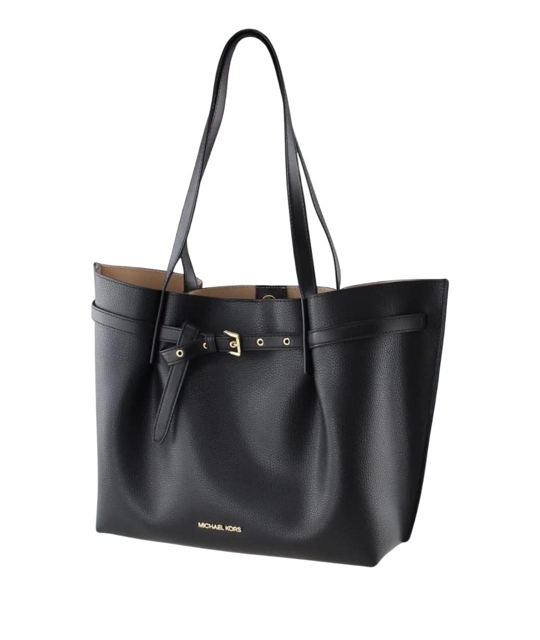 MICHAEL KORS Черная кожаная сумка тоут, фото 1