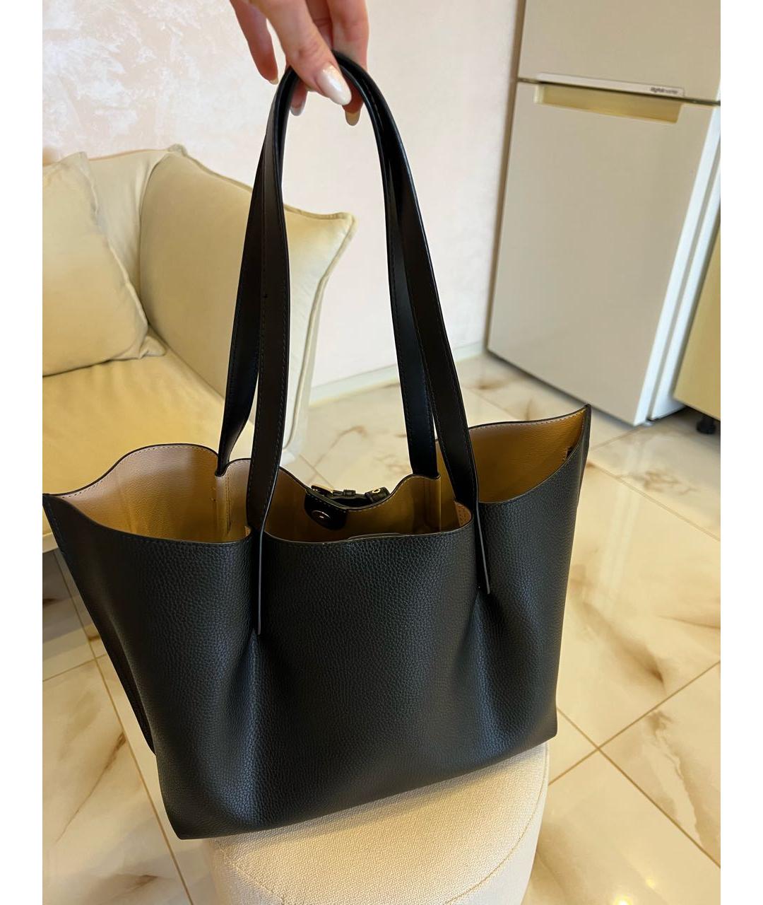 MICHAEL KORS Черная кожаная сумка тоут, фото 3