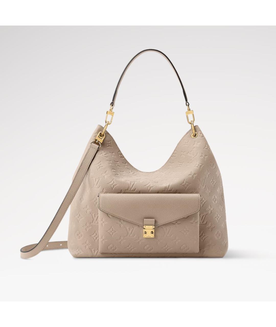 LOUIS VUITTON Бежевая кожаная сумка тоут, фото 5