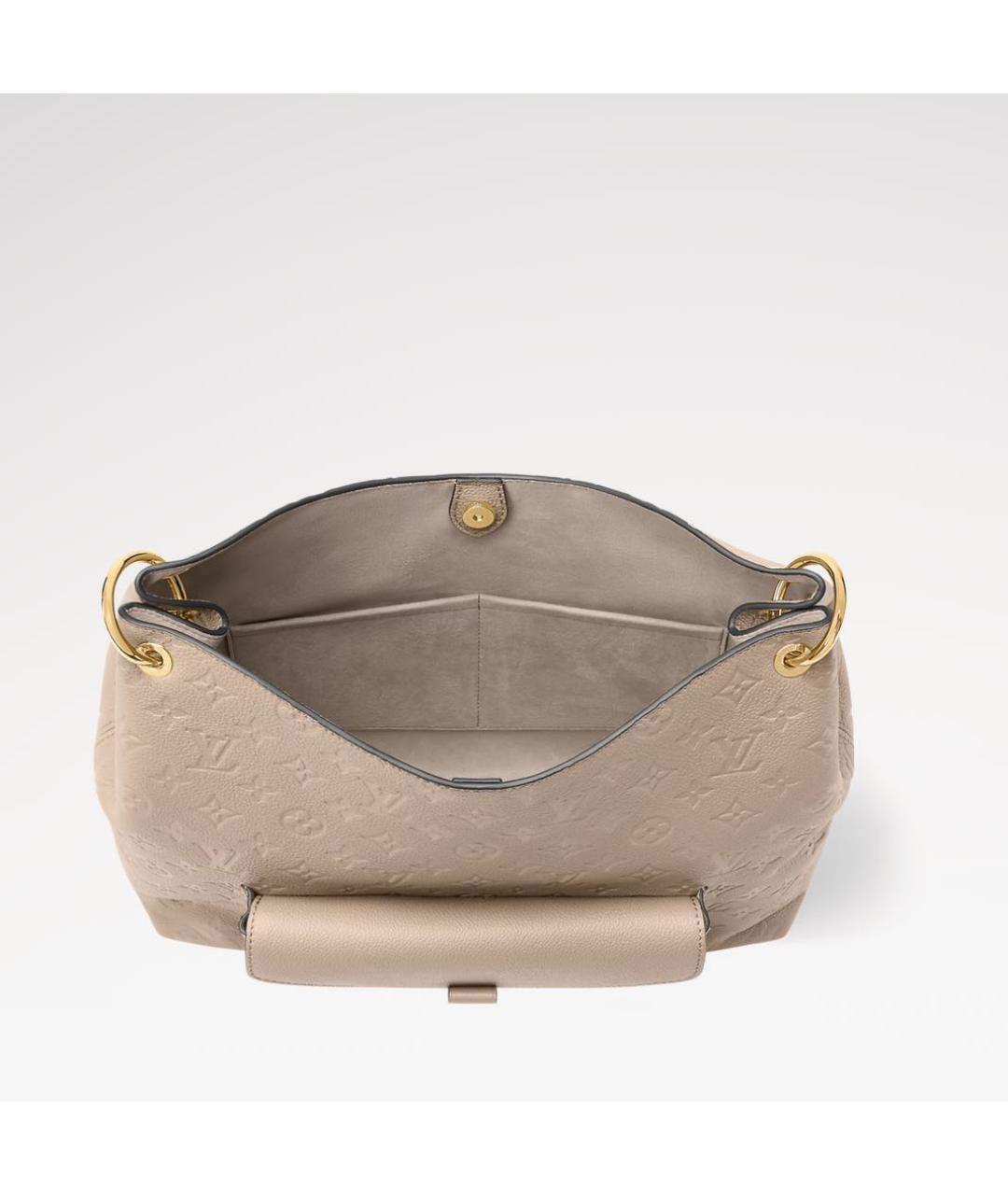 LOUIS VUITTON Бежевая кожаная сумка тоут, фото 4