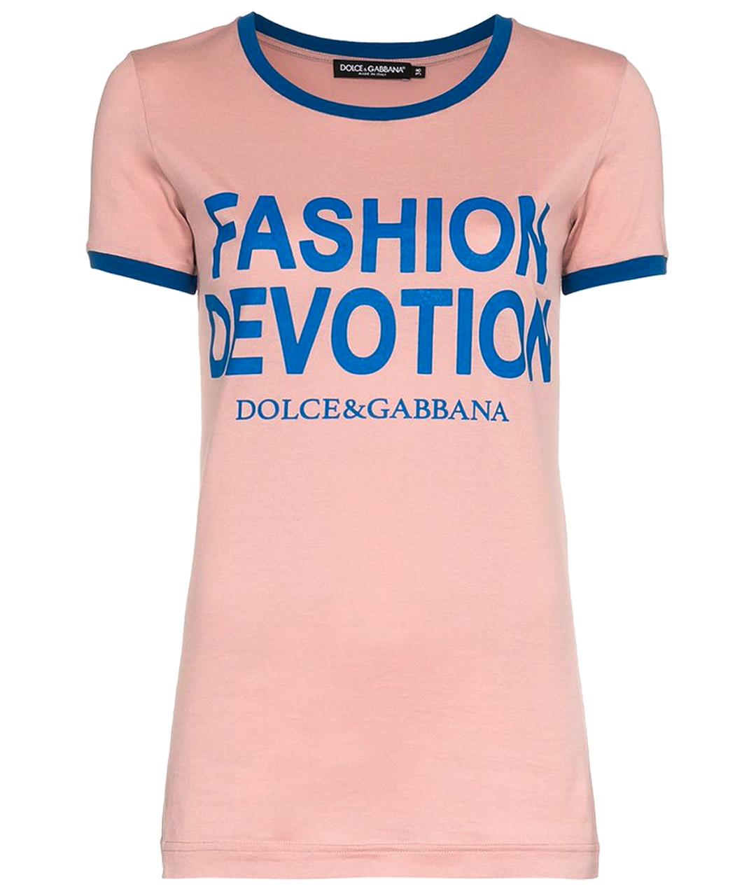 DOLCE&GABBANA Розовая хлопковая футболка, фото 1