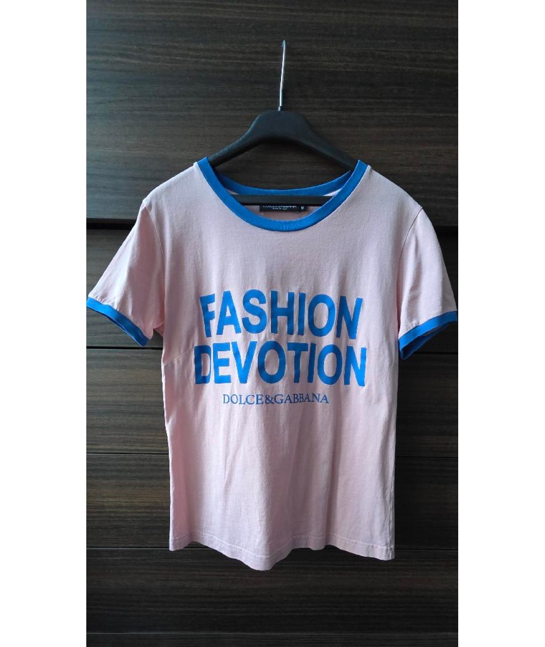 DOLCE&GABBANA Розовая хлопковая футболка, фото 5