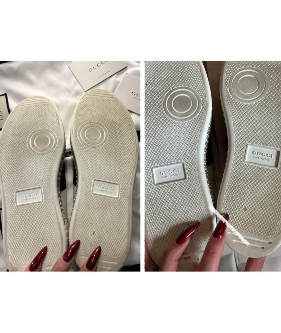 GUCCI Белые кожаные кеды, фото 7