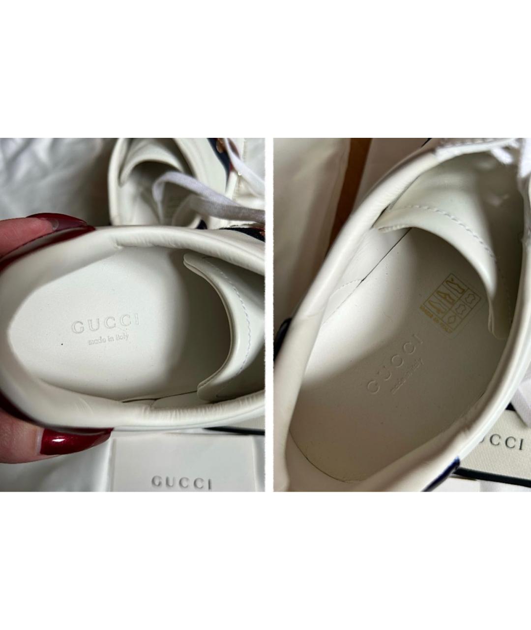 GUCCI Белые кожаные кеды, фото 3