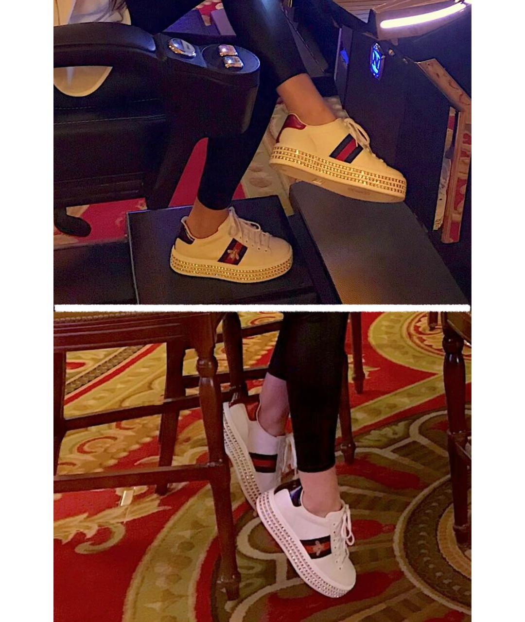 GUCCI Белые кожаные кеды, фото 5