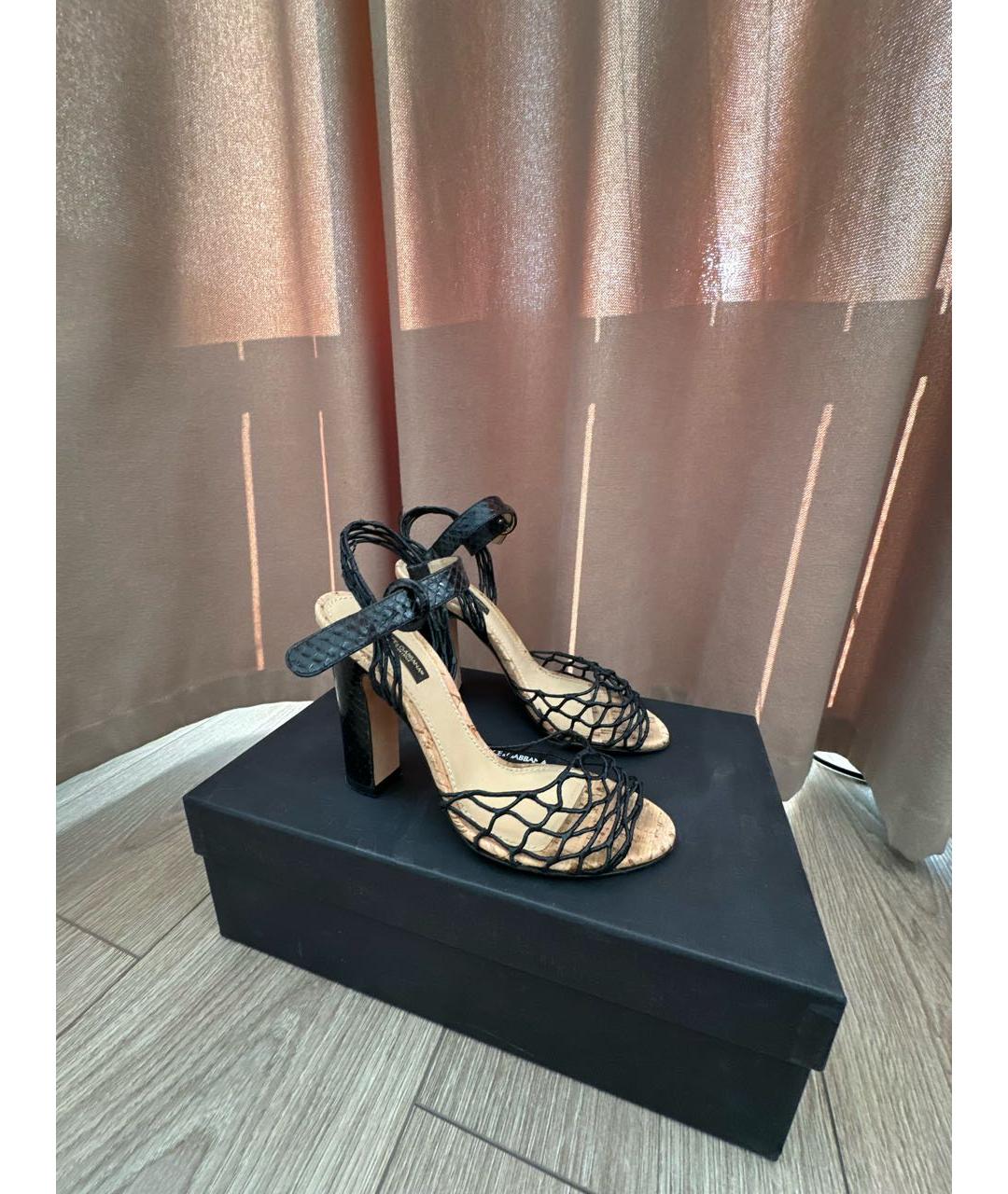 DOLCE&GABBANA Черные кожаные босоножки, фото 9