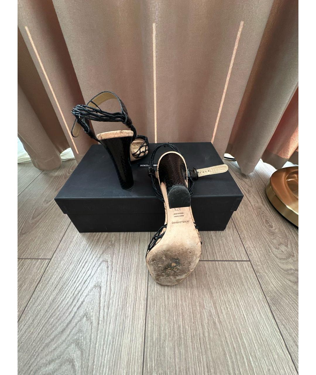 DOLCE&GABBANA Черные кожаные босоножки, фото 6