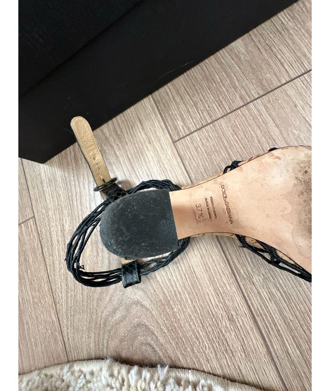 DOLCE&GABBANA Черные кожаные босоножки, фото 7