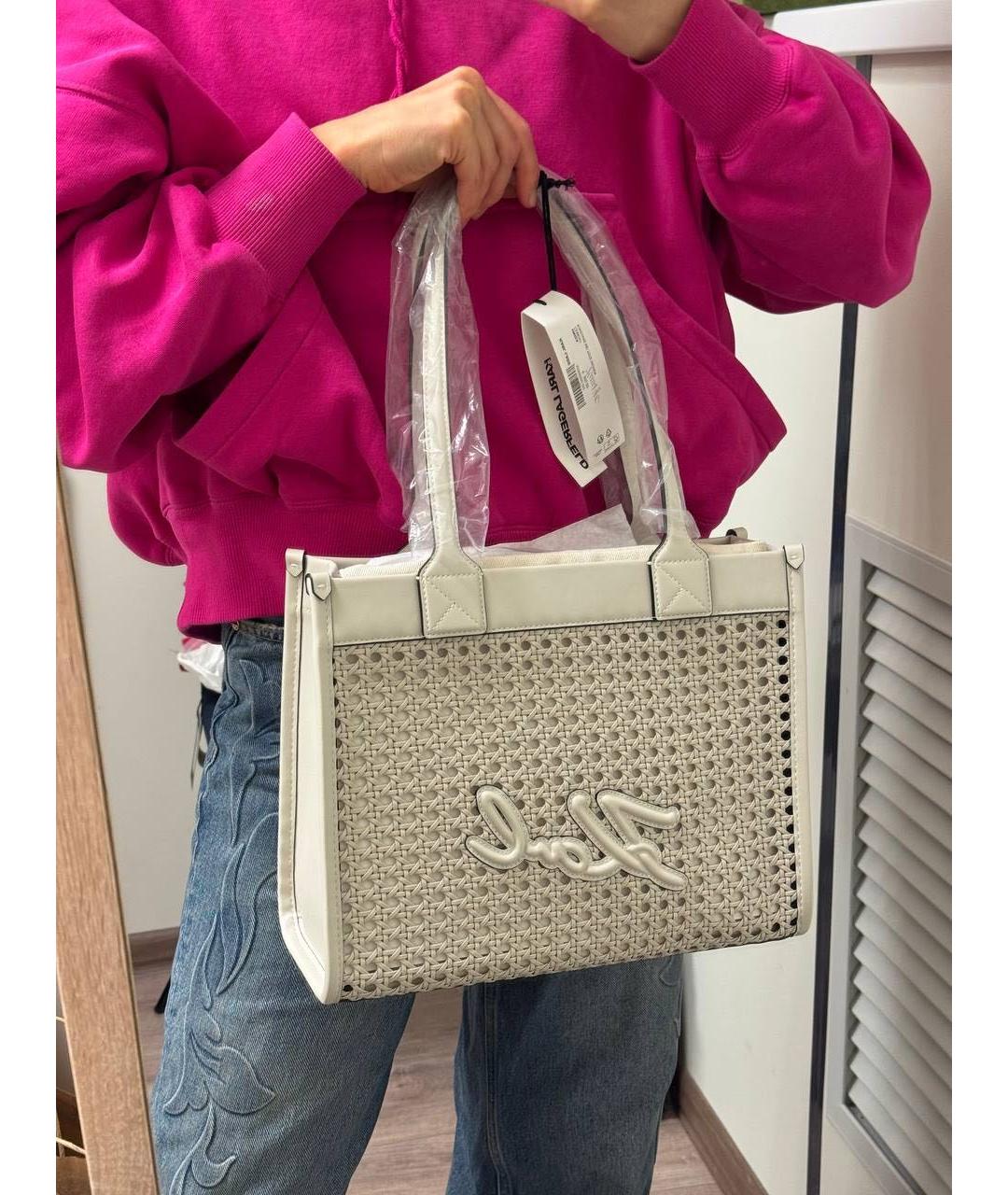 KARL LAGERFELD Белая сумка тоут, фото 3