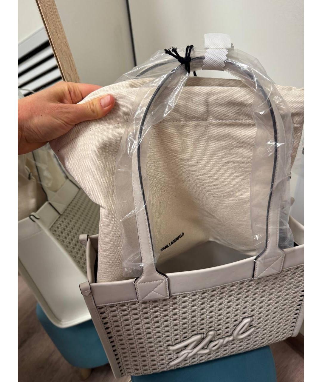 KARL LAGERFELD Белая сумка тоут, фото 6
