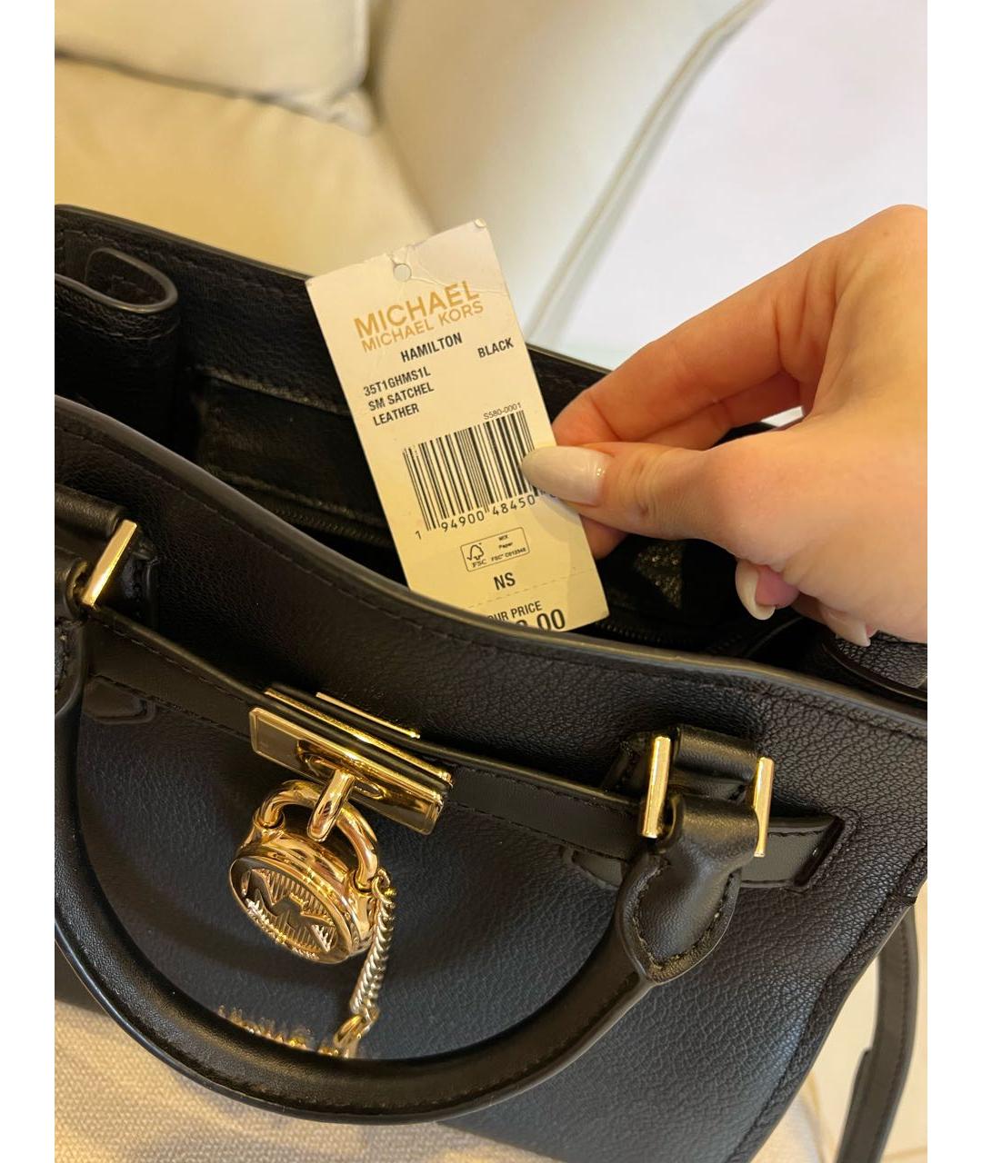 MICHAEL KORS Черная кожаная сумка через плечо, фото 4