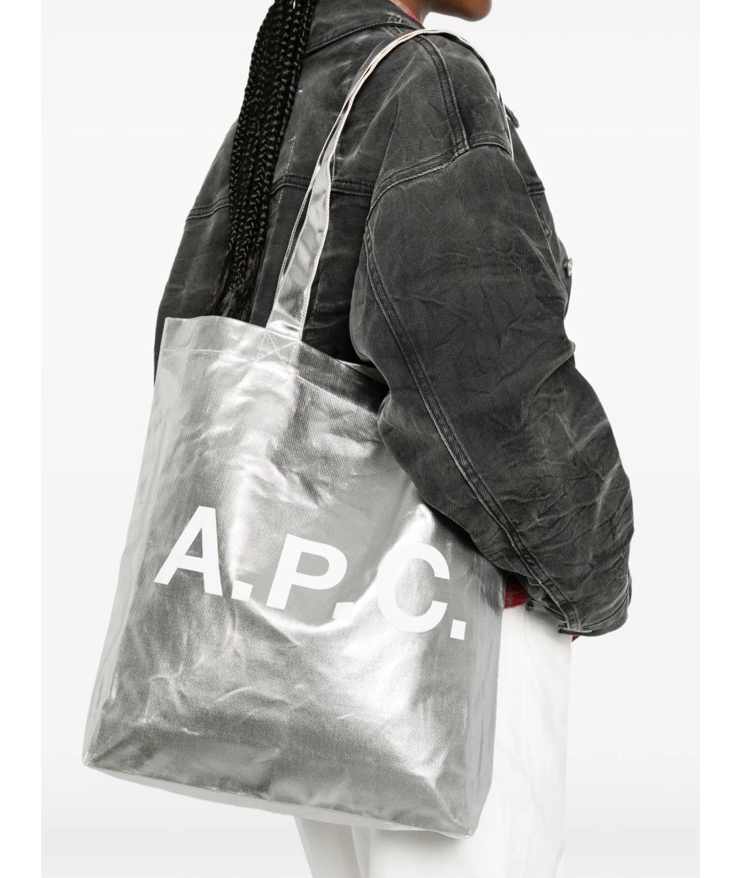 A.P.C. Серебряная сумка тоут, фото 2