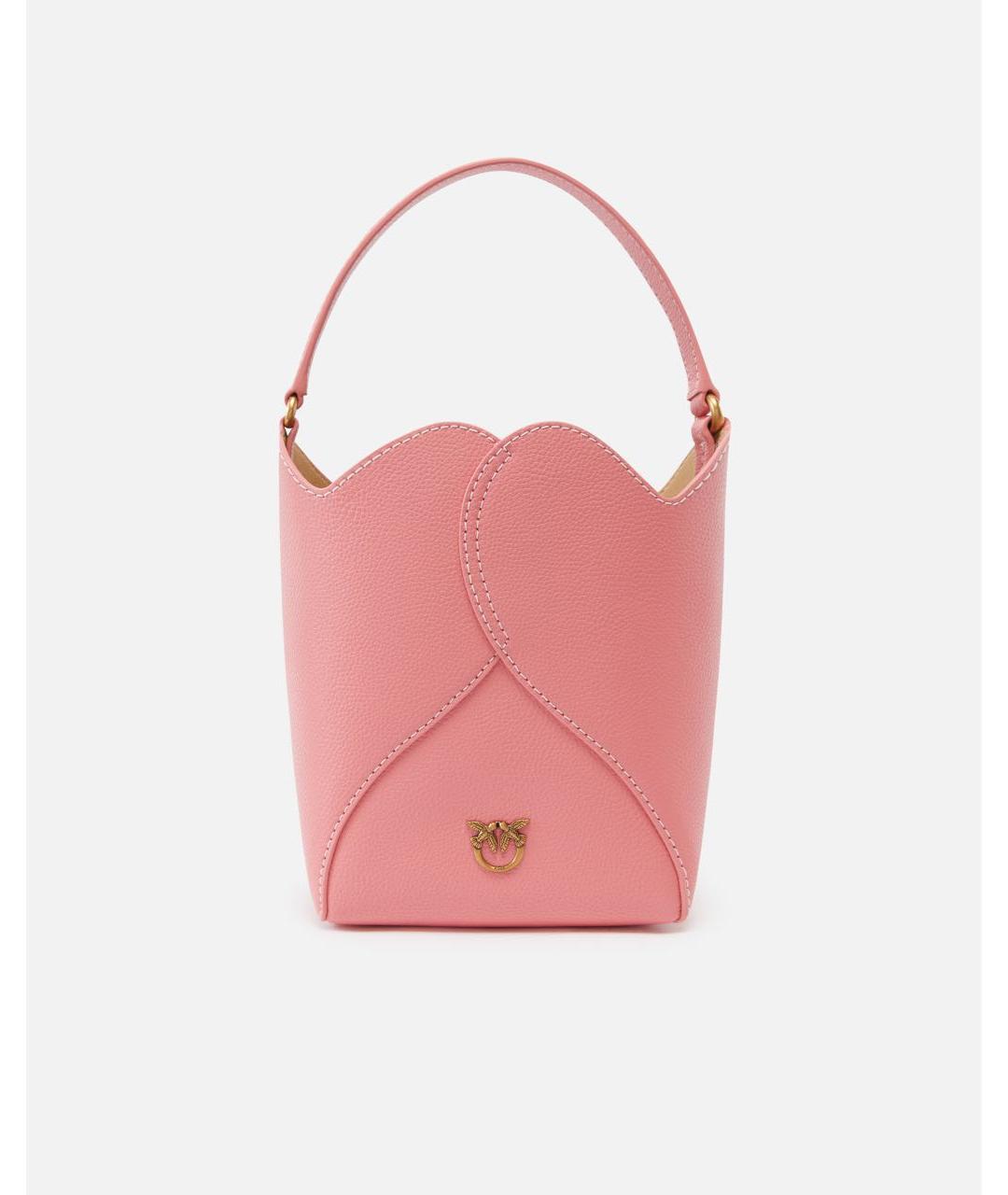 PINKO Розовая кожаная сумка с короткими ручками, фото 5