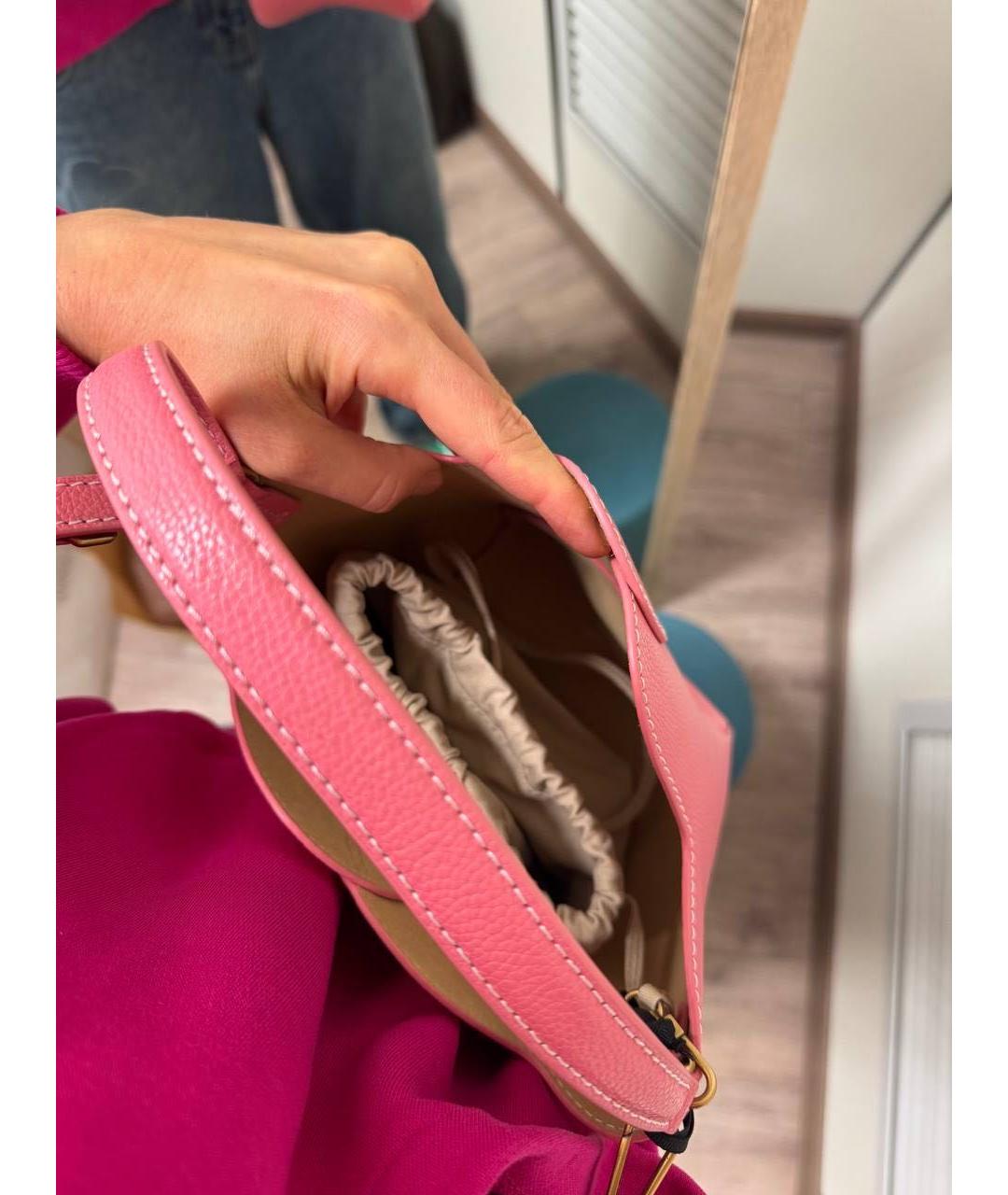 PINKO Розовая кожаная сумка с короткими ручками, фото 3