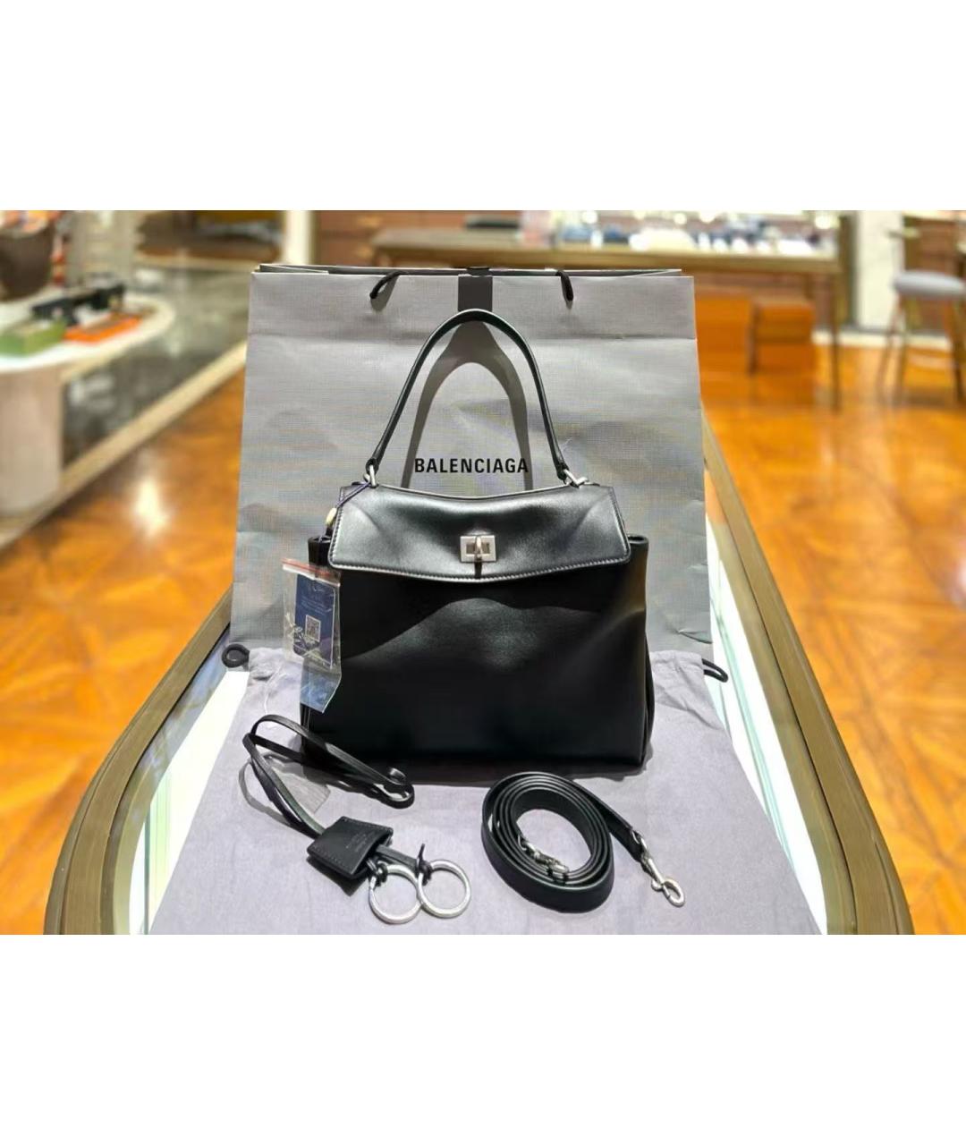 BALENCIAGA Черная кожаная сумка через плечо, фото 5