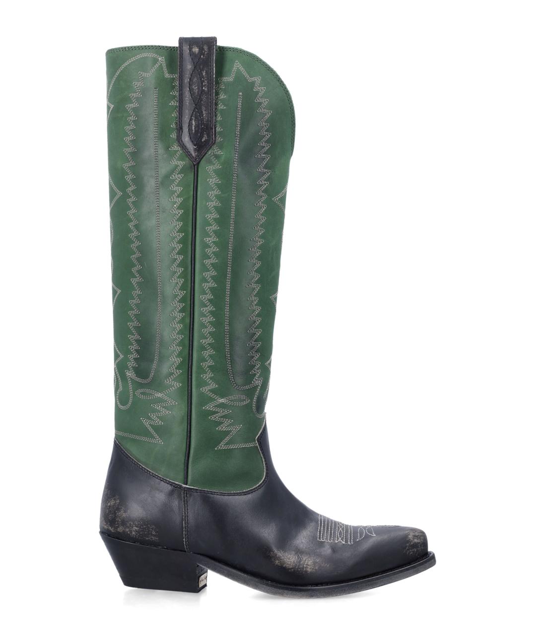GOLDEN GOOSE DELUXE BRAND Зеленые кожаные сапоги, фото 1