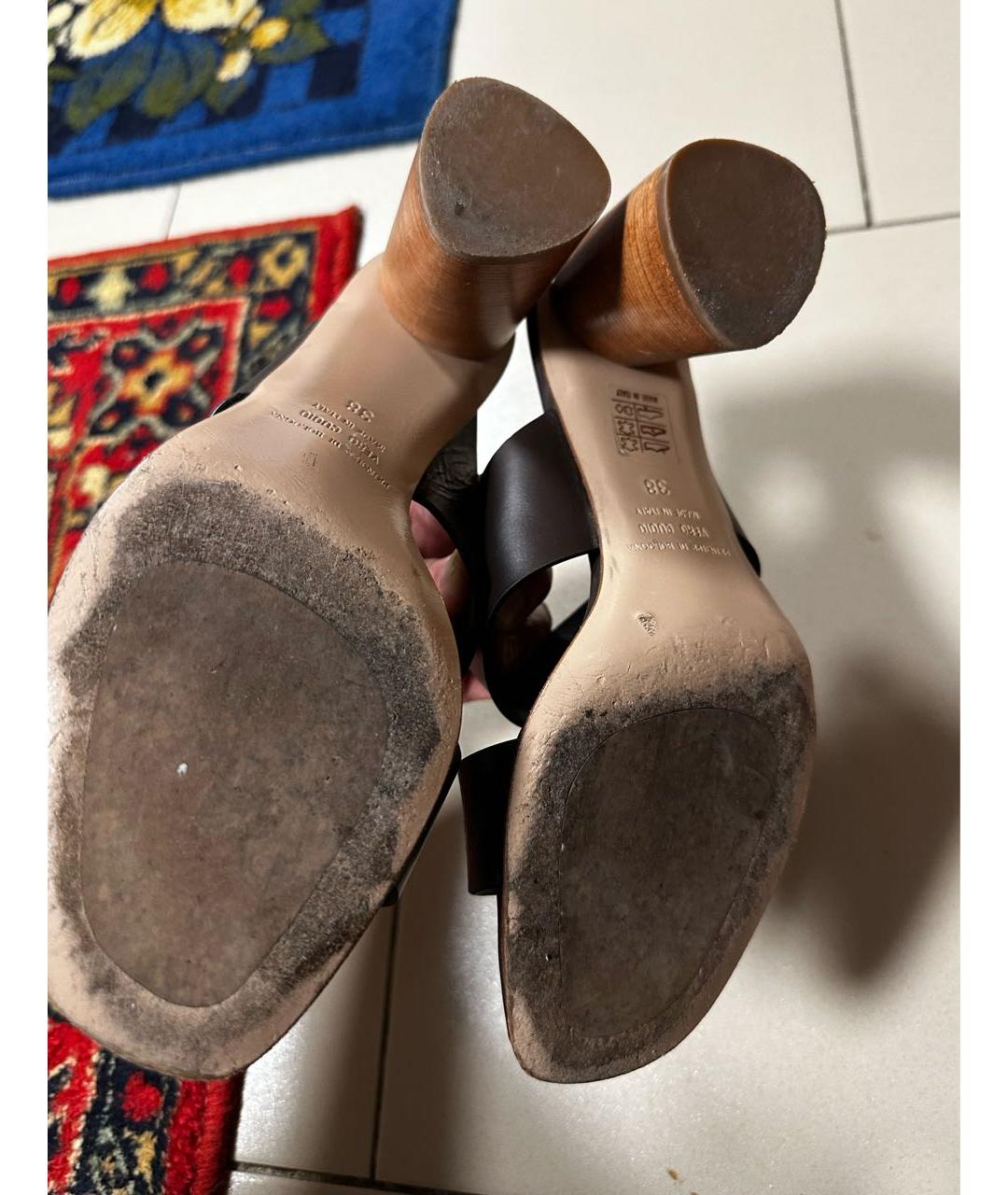 Principe di Bologna Коричневые кожаные сабо, фото 7