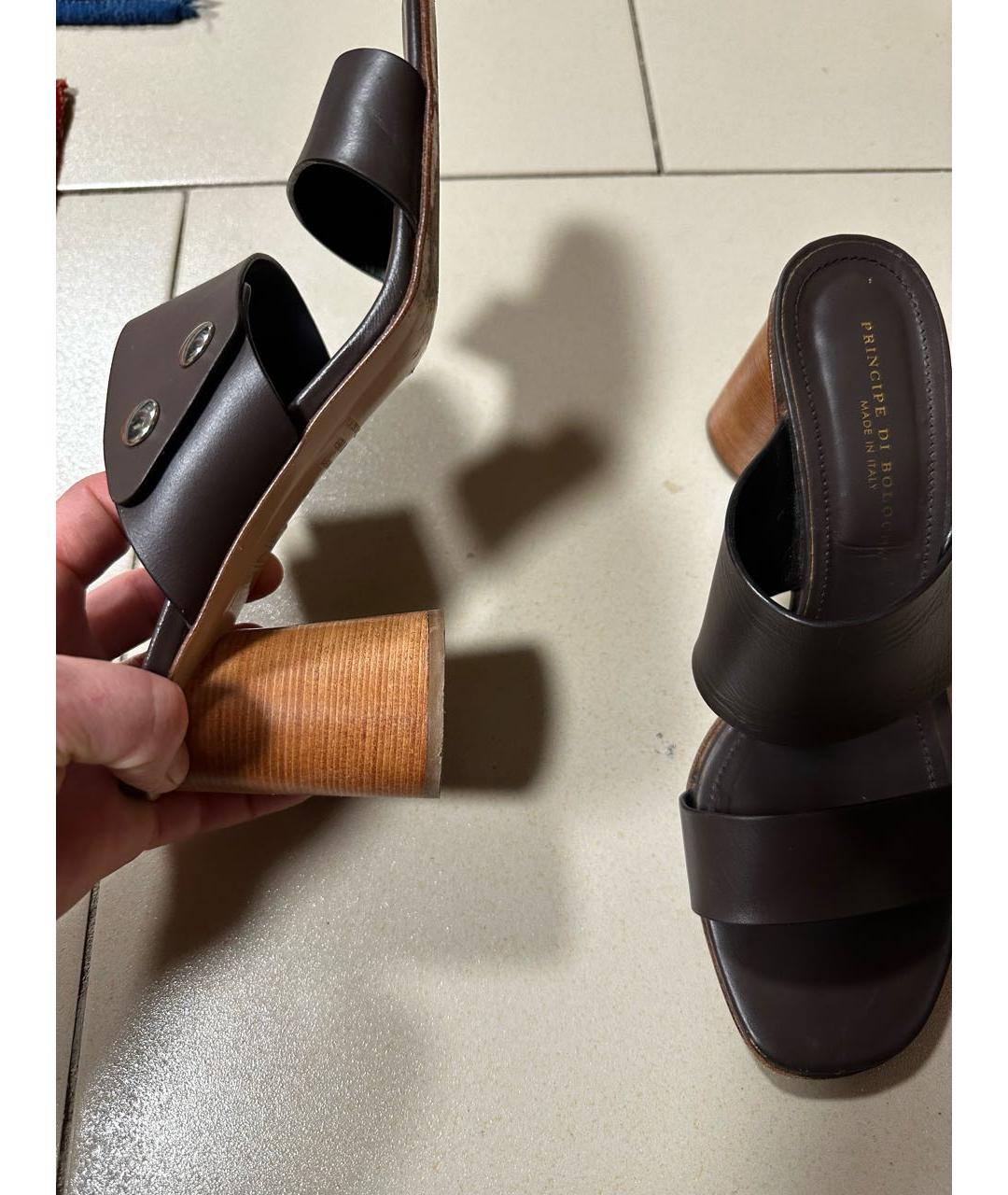 Principe di Bologna Коричневые кожаные сабо, фото 4