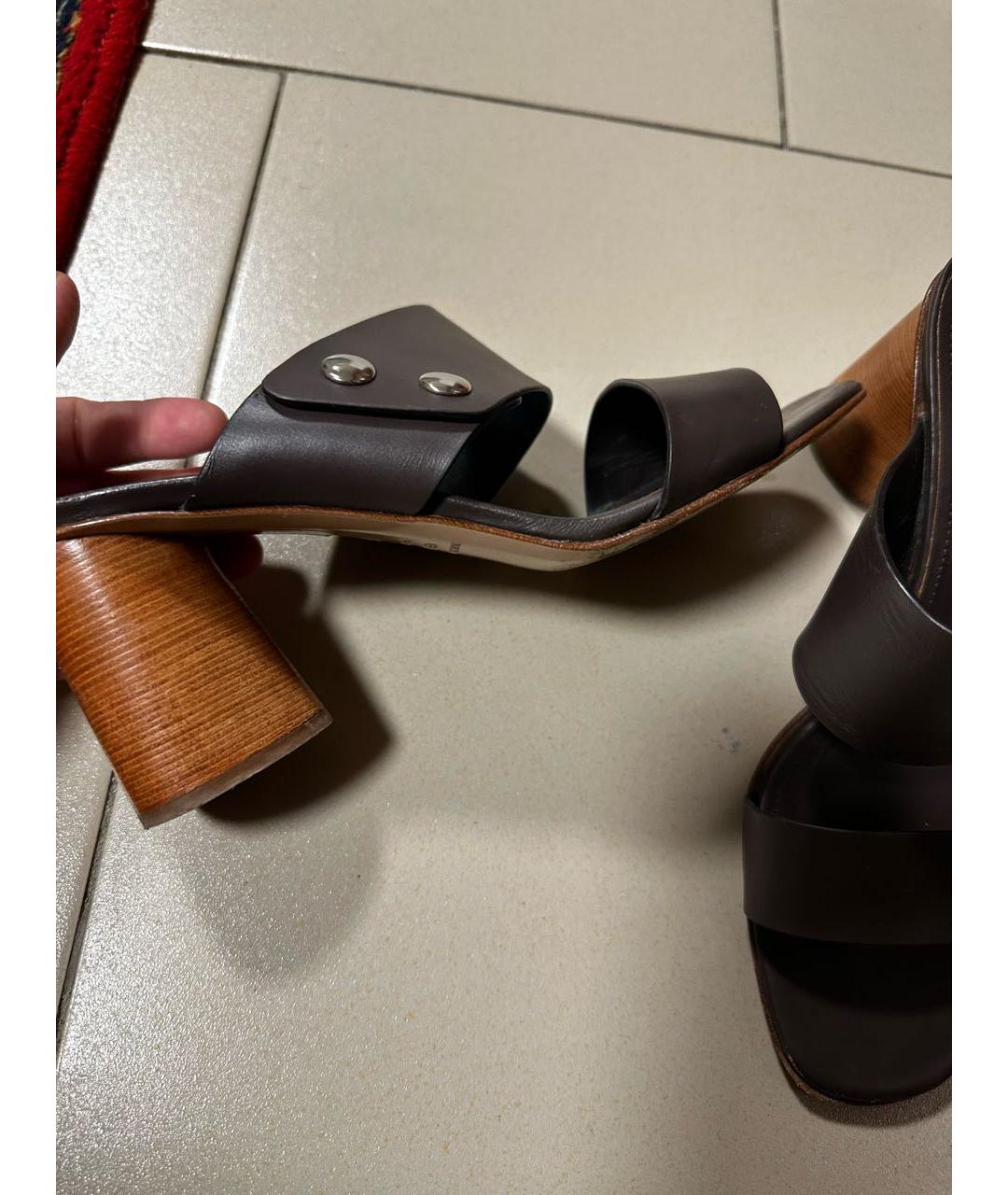 Principe di Bologna Коричневые кожаные сабо, фото 5