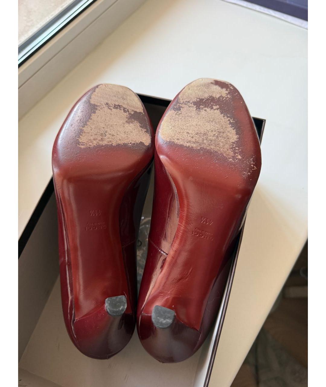 GUCCI Бордовые туфли из лакированной кожи, фото 7