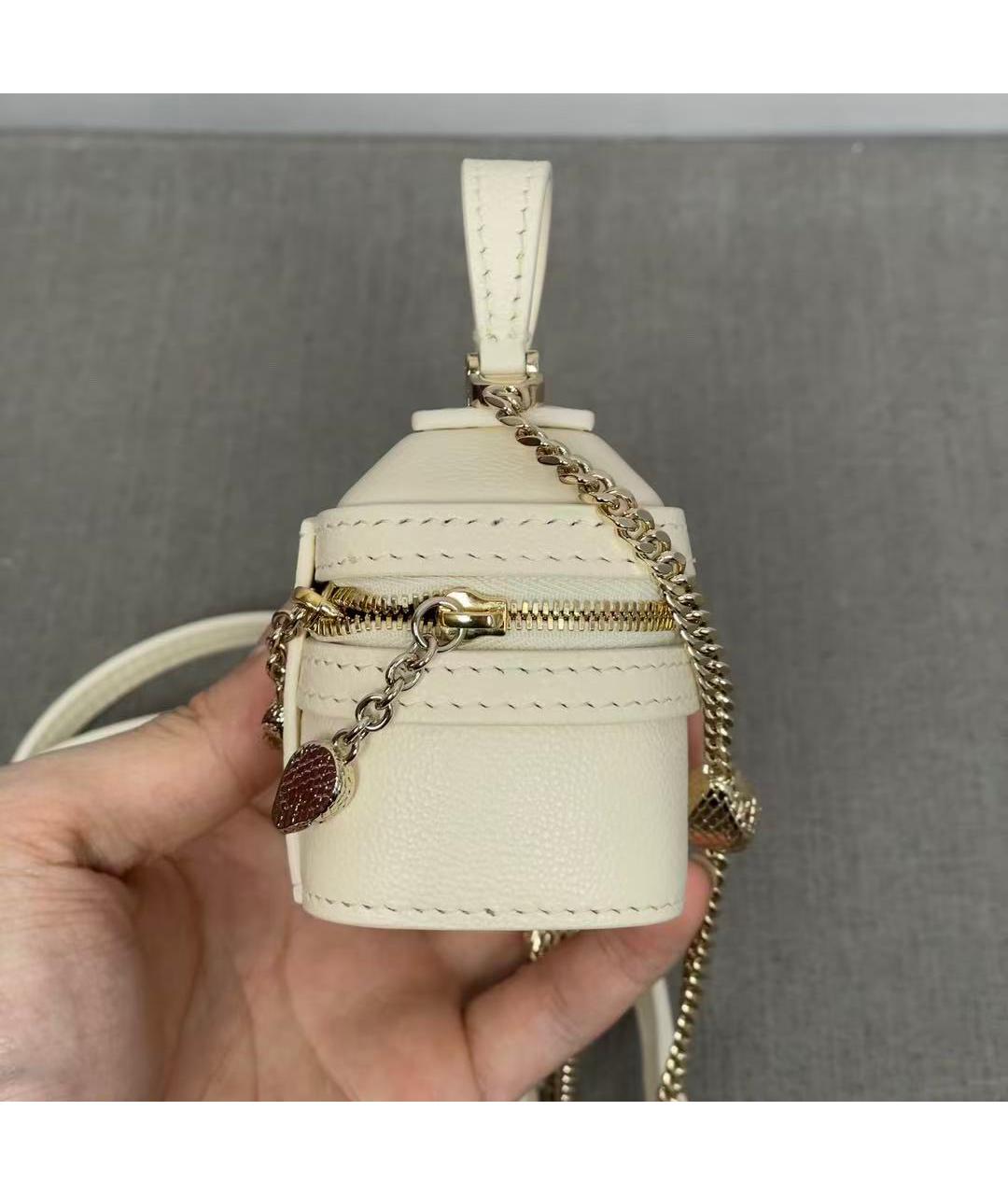 BVLGARI Белая кожаная сумка через плечо, фото 3