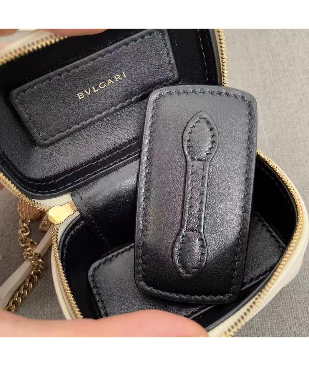 BVLGARI Белая кожаная сумка через плечо, фото 5