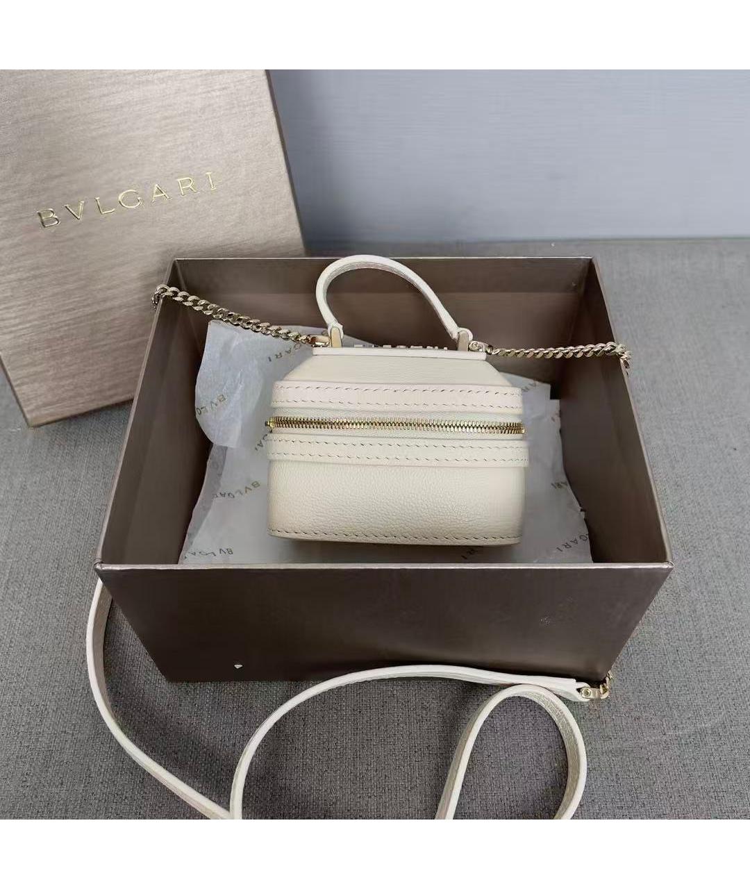BVLGARI Белая кожаная сумка через плечо, фото 8