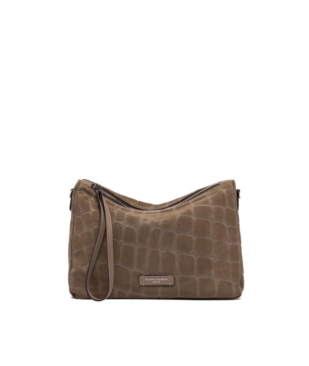 Gianni Chiarini Серая замшевая сумка с короткими ручками, фото 6