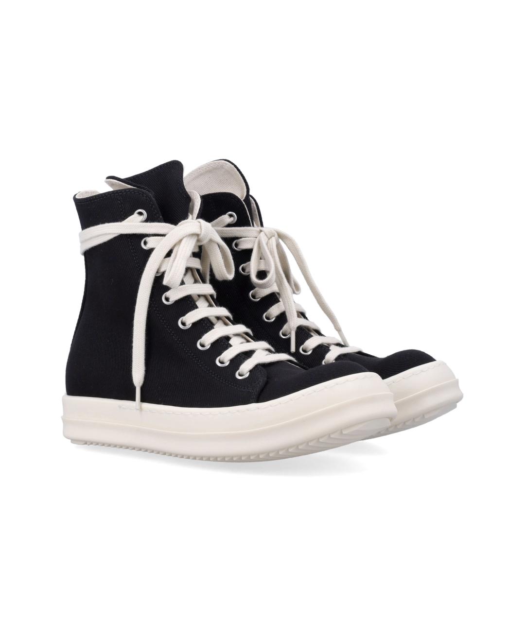 RICK OWENS DRKSHDW Черные текстильные низкие кроссовки / кеды, фото 3