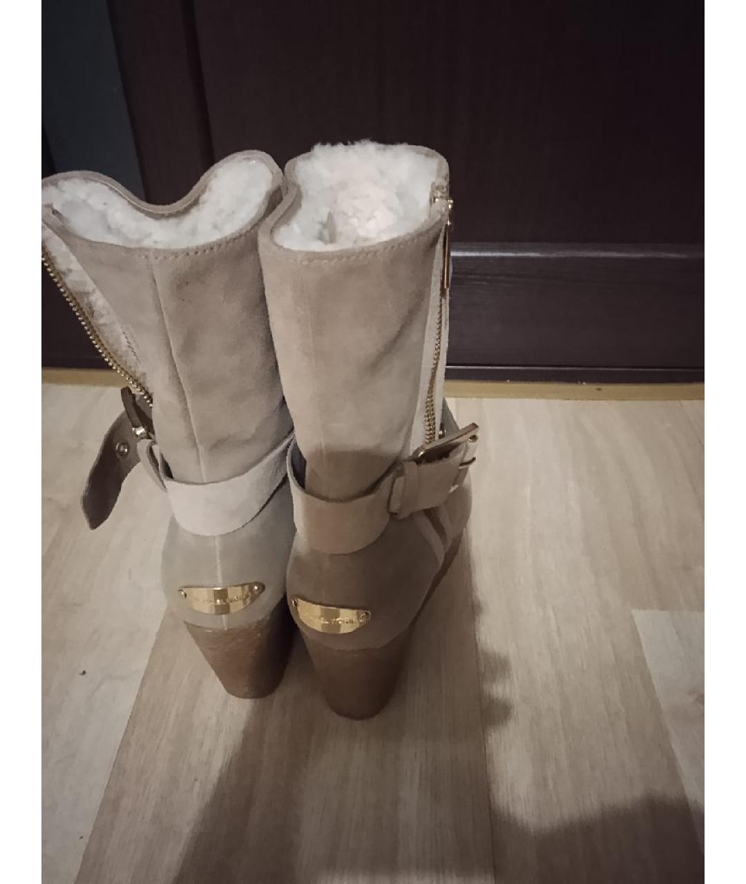 MICHAEL MICHAEL KORS Бежевые замшевые сапоги, фото 4