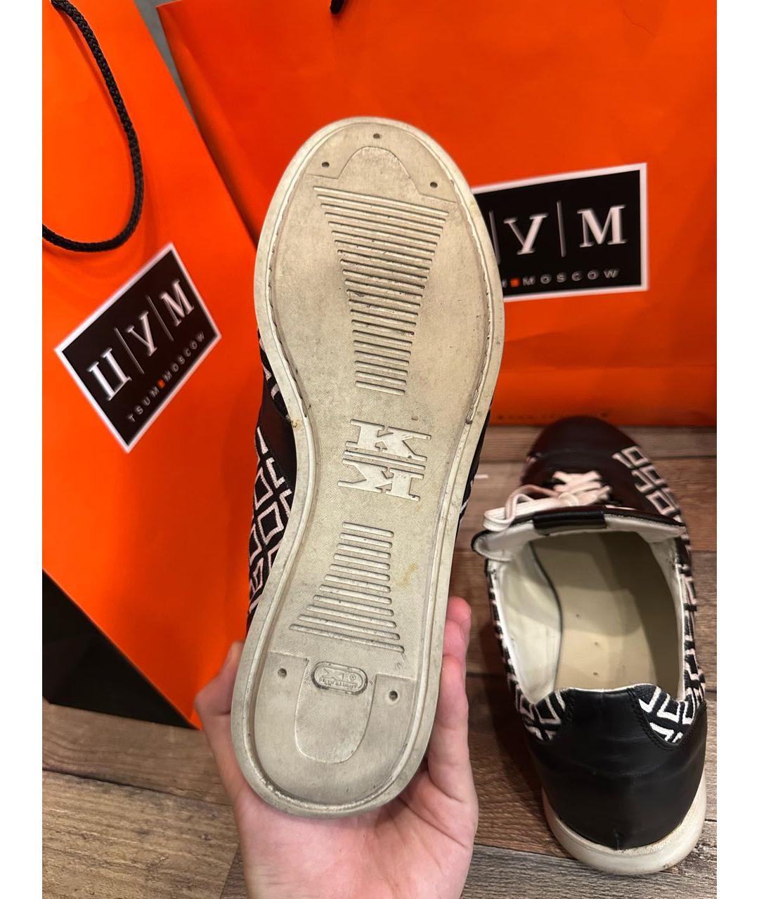 KITON Черные кожаные низкие кроссовки / кеды, фото 8