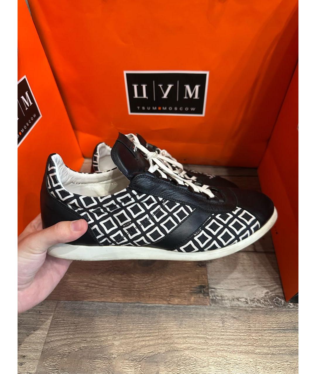 KITON Черные кожаные низкие кроссовки / кеды, фото 6