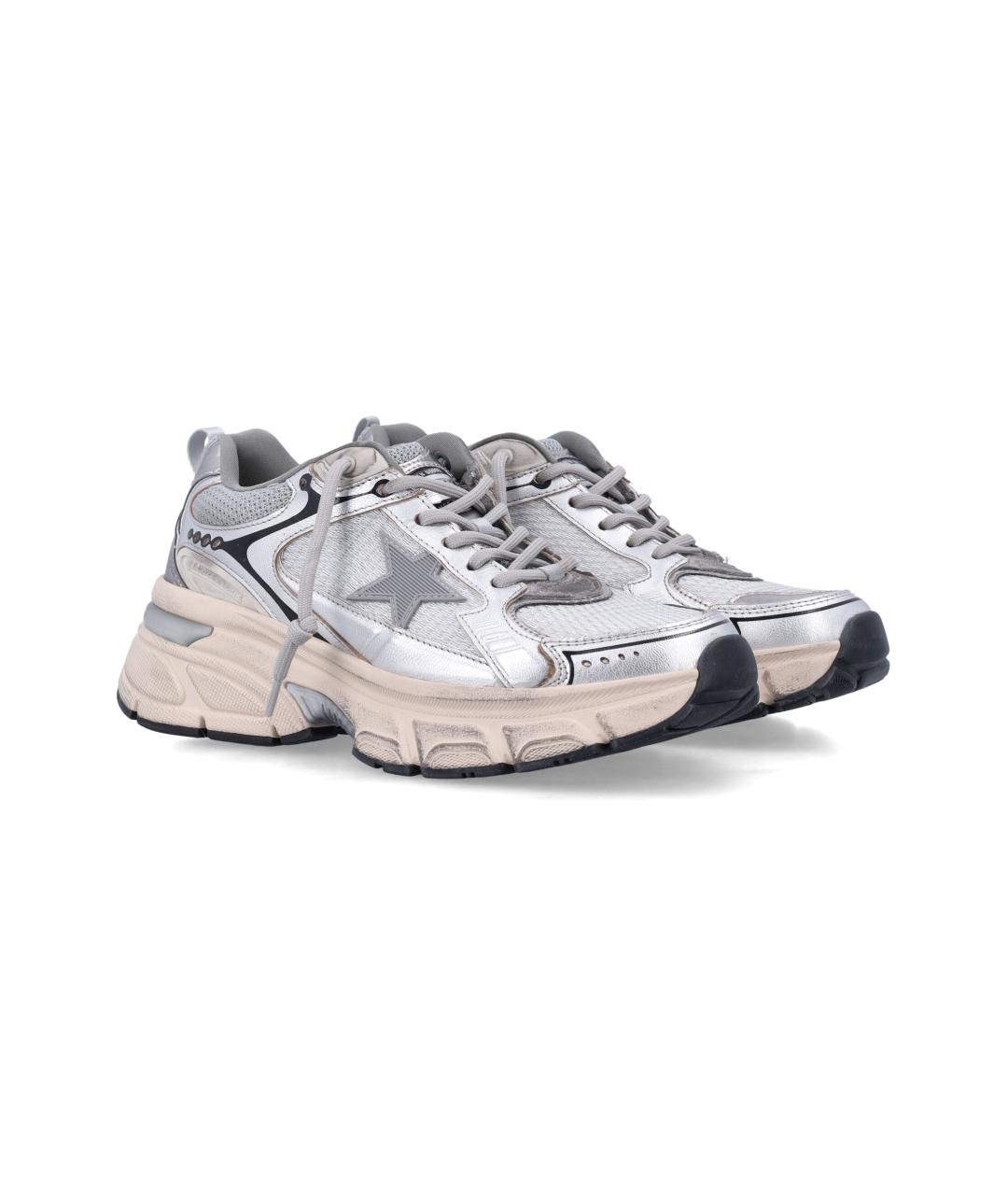 GOLDEN GOOSE DELUXE BRAND Серебряные синтетические кроссовки, фото 3