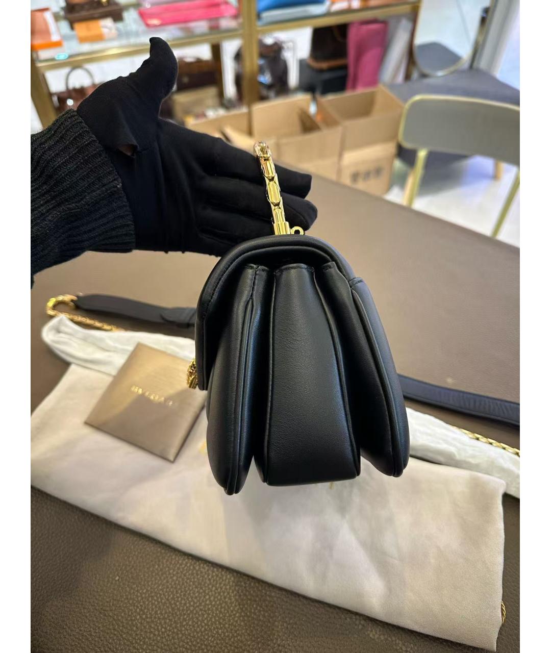 BVLGARI Черная кожаная сумка через плечо, фото 5