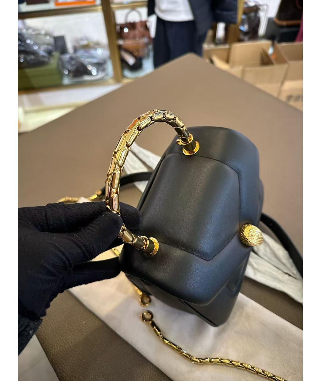 BVLGARI Черная кожаная сумка через плечо, фото 7