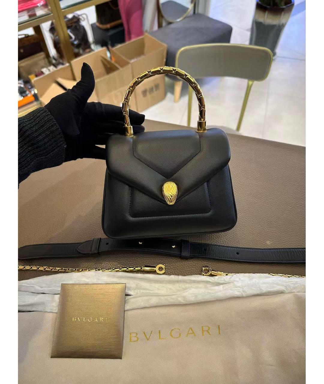 BVLGARI Черная кожаная сумка через плечо, фото 8