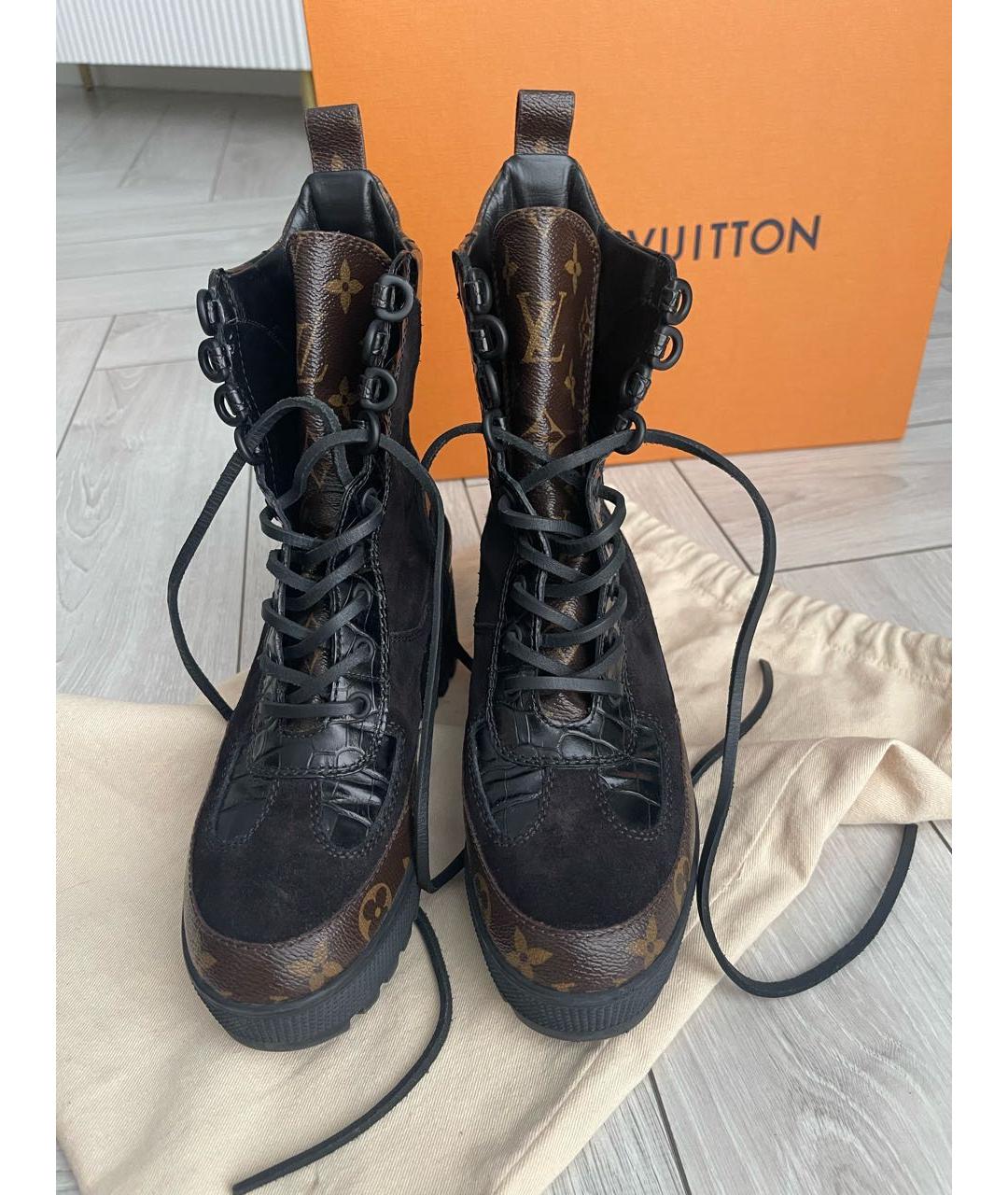 LOUIS VUITTON Черные кожаные ботинки, фото 3