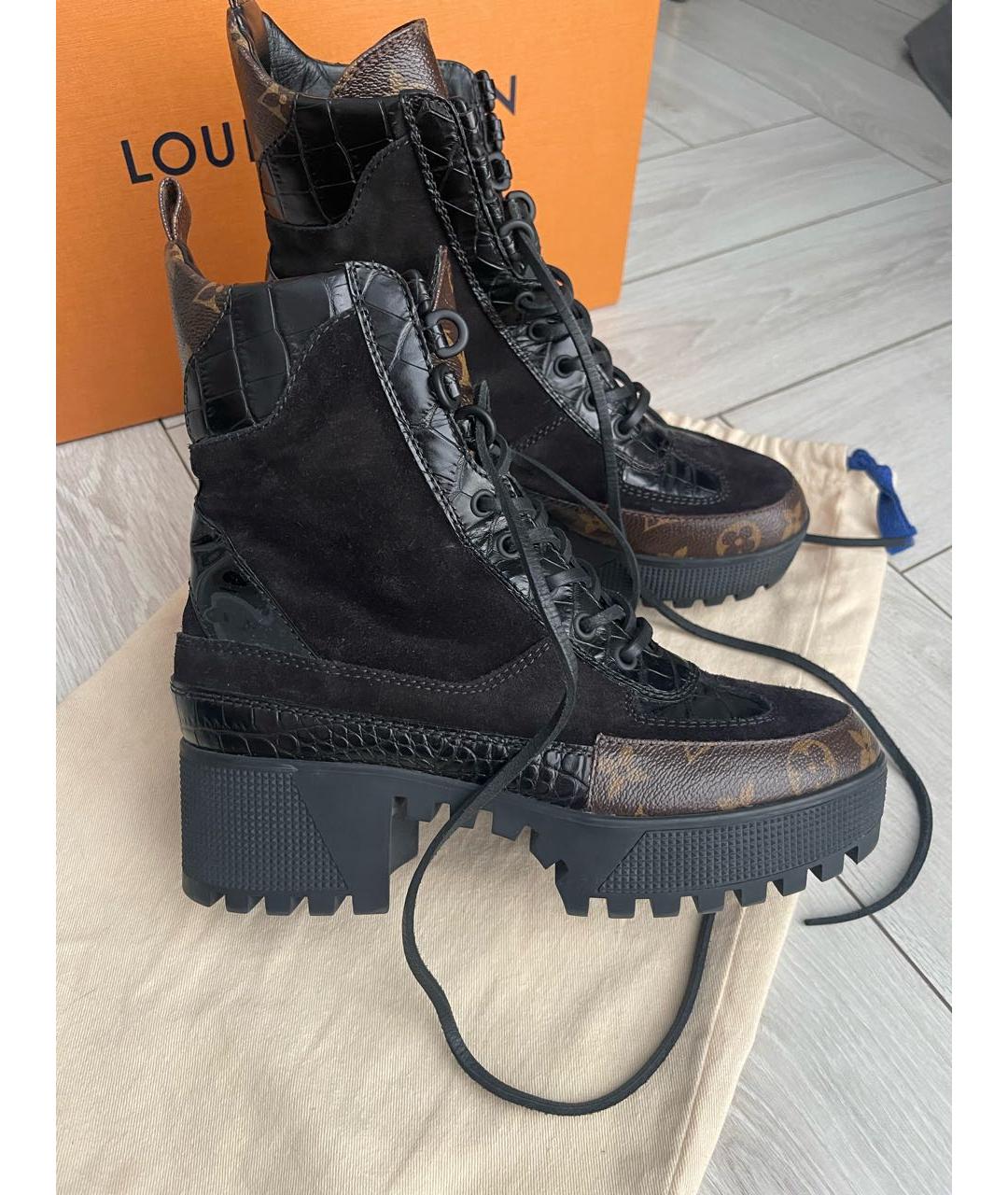 LOUIS VUITTON Черные кожаные ботинки, фото 8