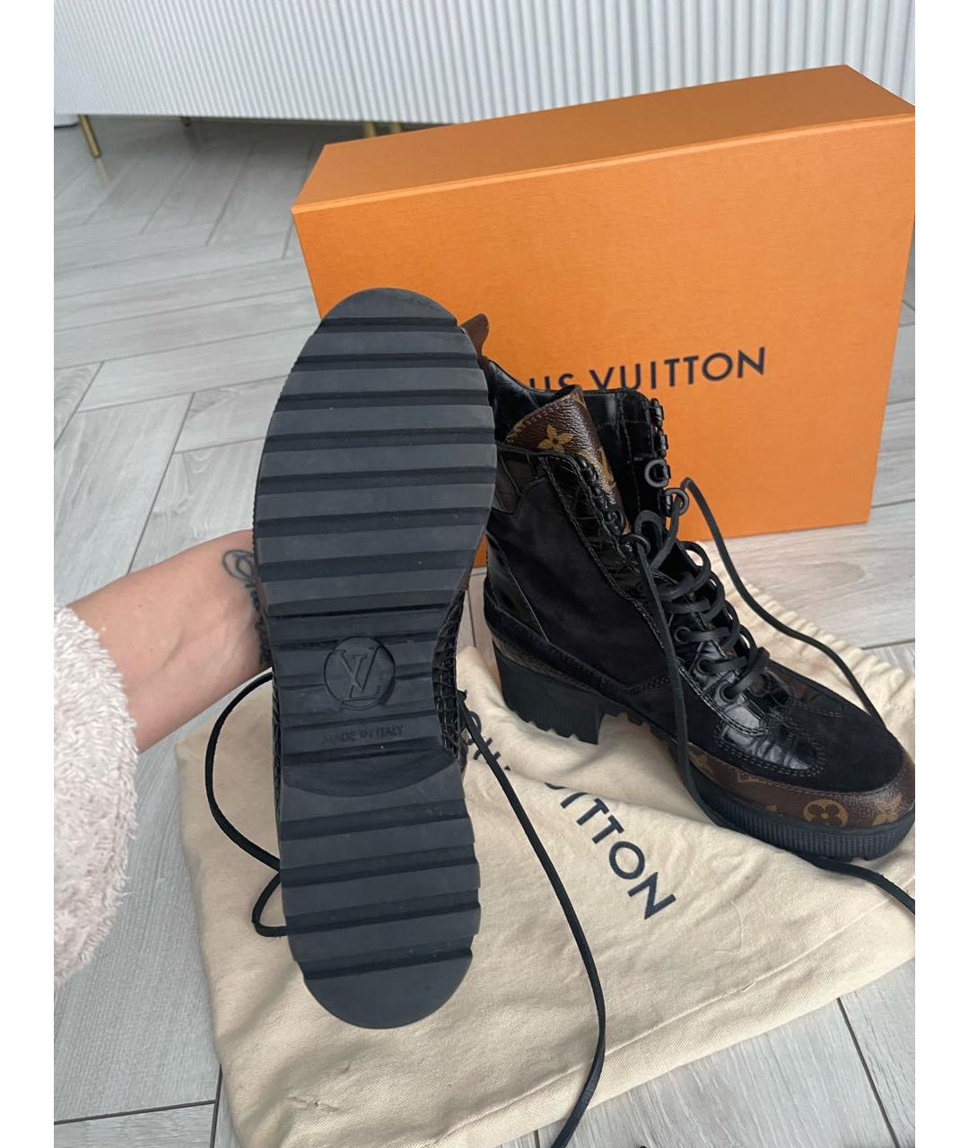 LOUIS VUITTON Черные кожаные ботинки, фото 5